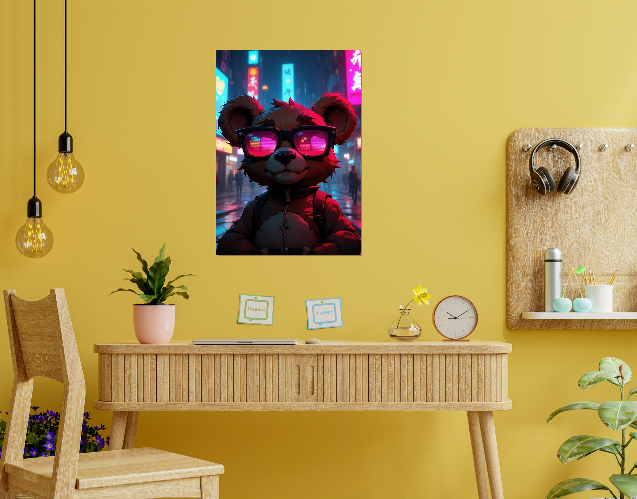 "Techno Bear"- Shiny & Sturdy Metallic Poster Art That Pops & Sticks