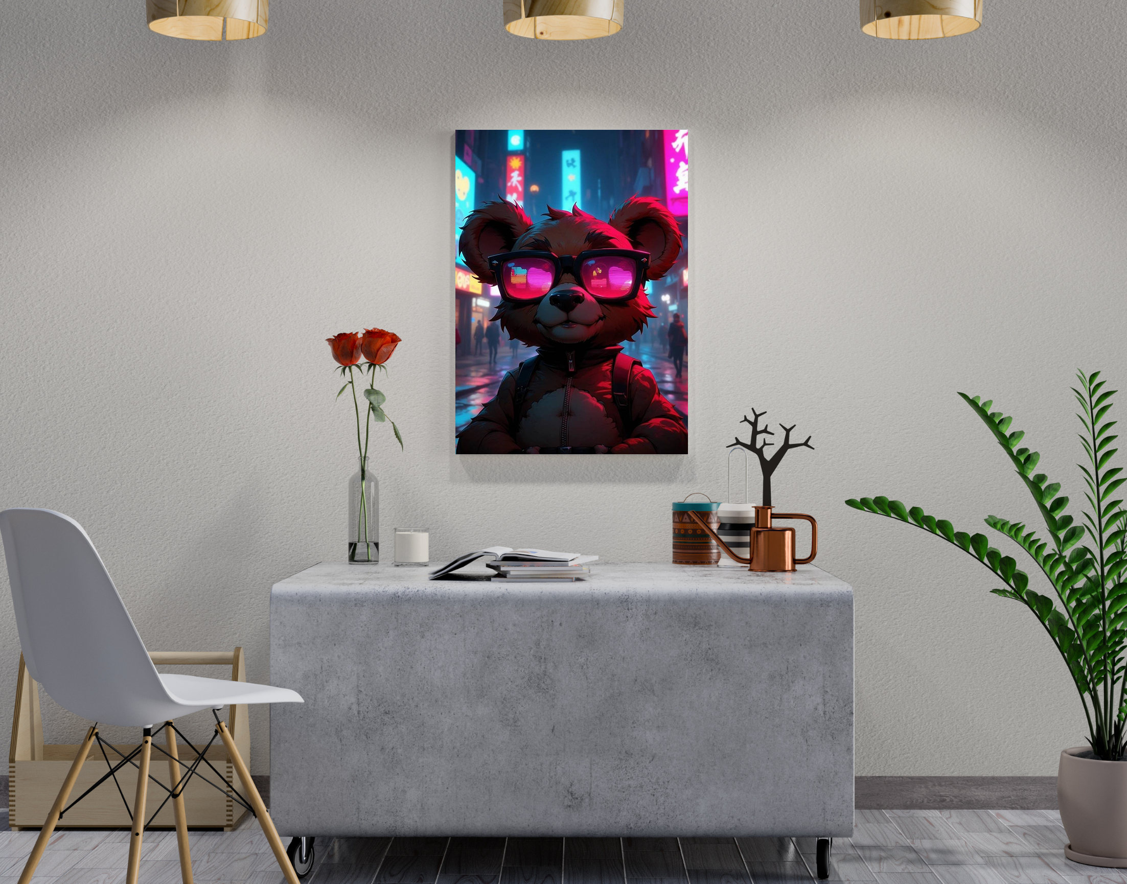 "Techno Bear"- Shiny & Sturdy Metallic Poster Art That Pops & Sticks