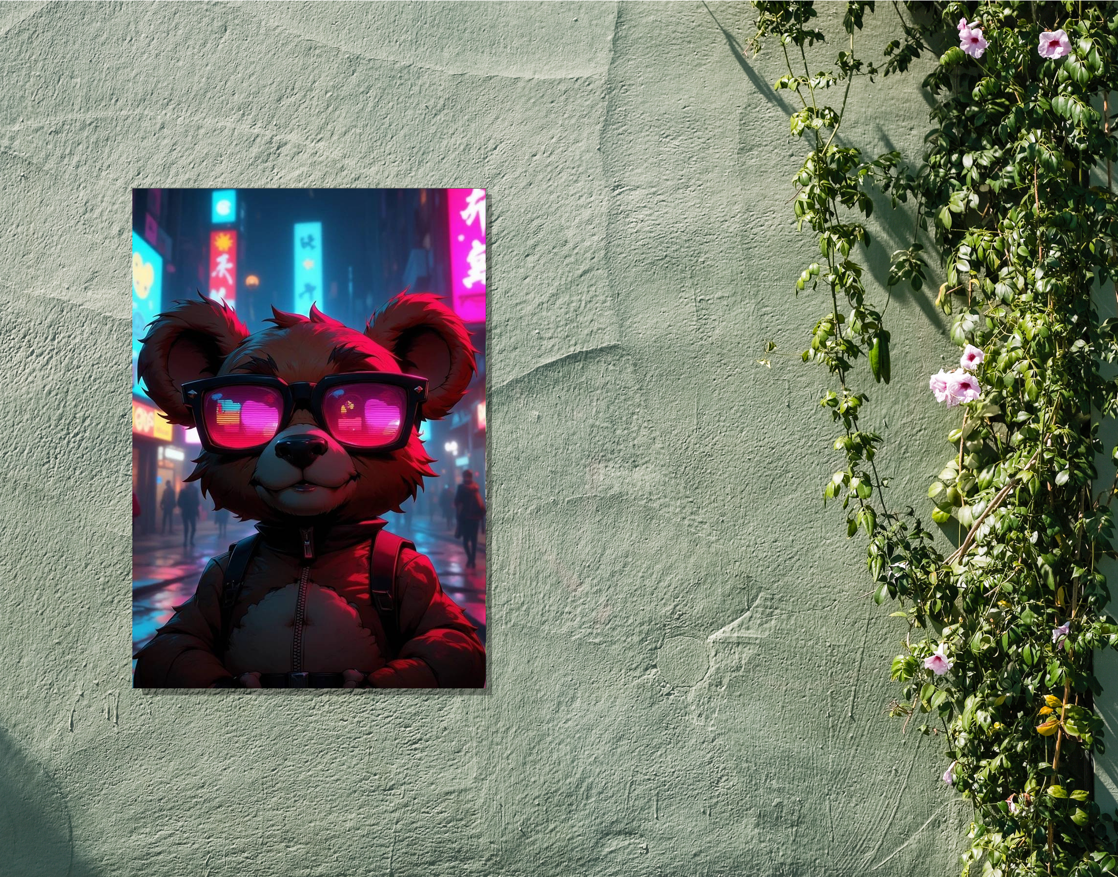 "Techno Bear"- Shiny & Sturdy Metallic Poster Art That Pops & Sticks