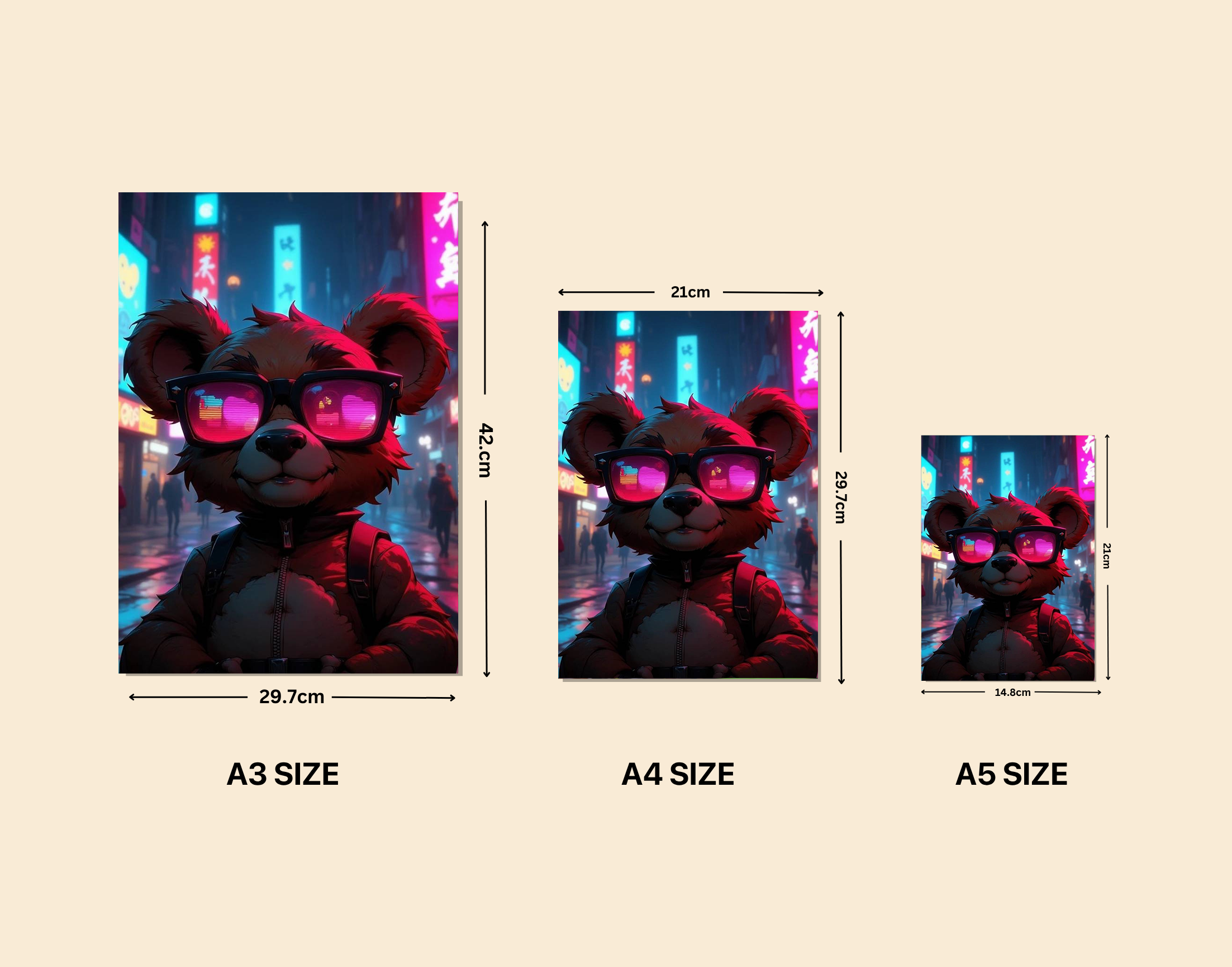 "Techno Bear"- Shiny & Sturdy Metallic Poster Art That Pops & Sticks