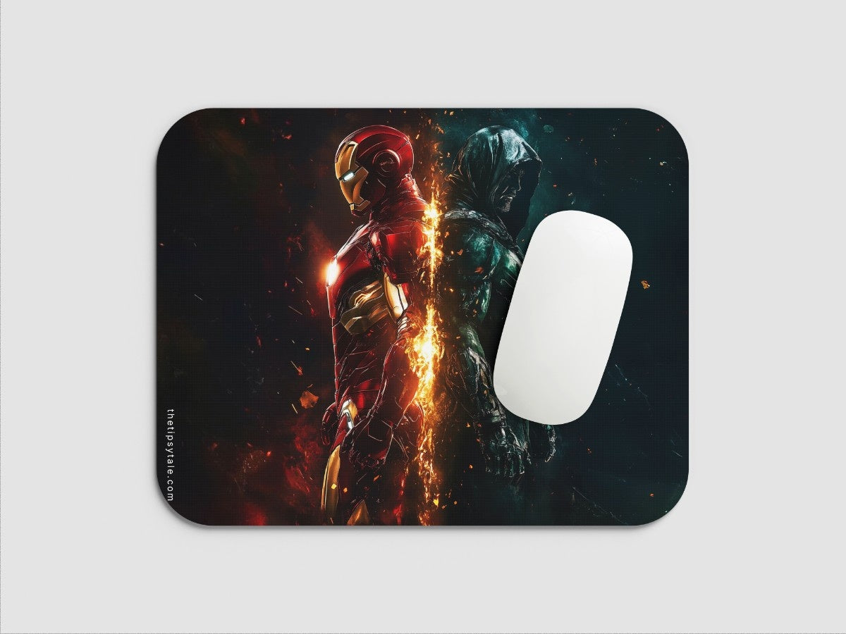 "Iron Man vs Doctor Doom" Mousepad Enhance Your Workspace with Style