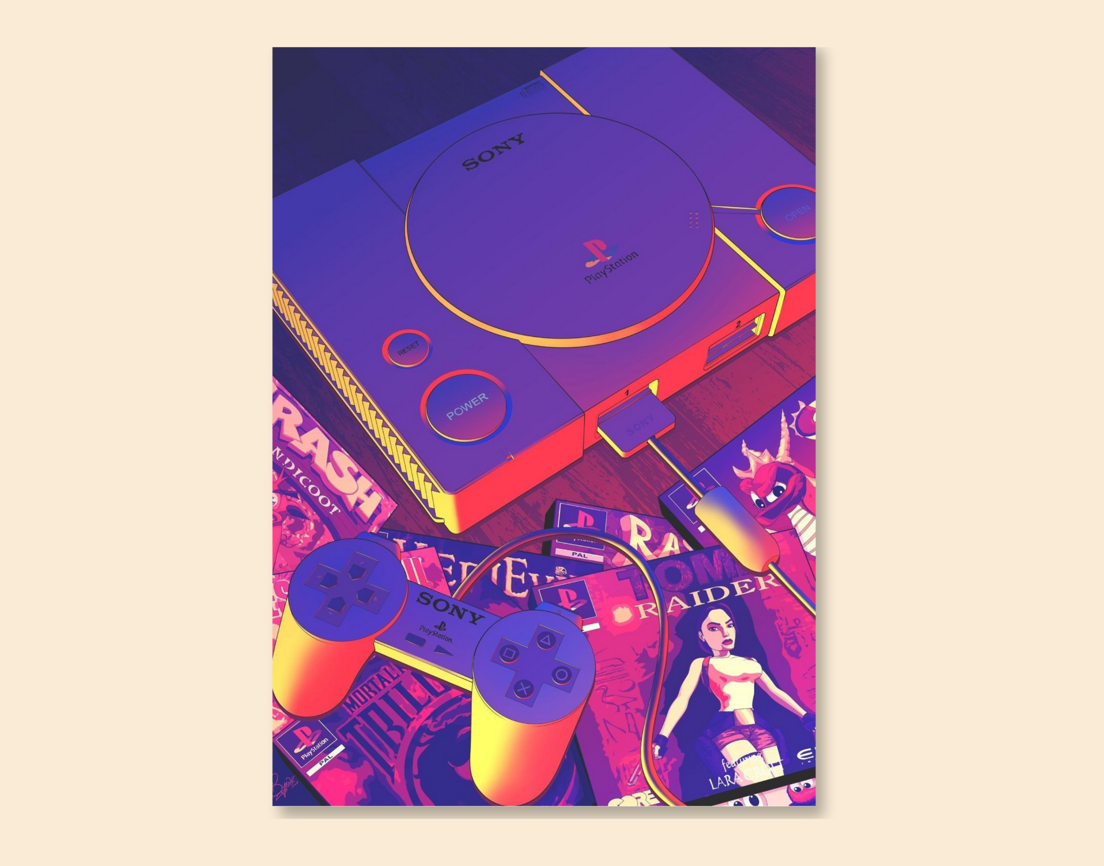 "SONY PLAY STATION: RAIDER"- Shiny & Sturdy Metallic Poster Art That Pops & Sticks (Literally!)