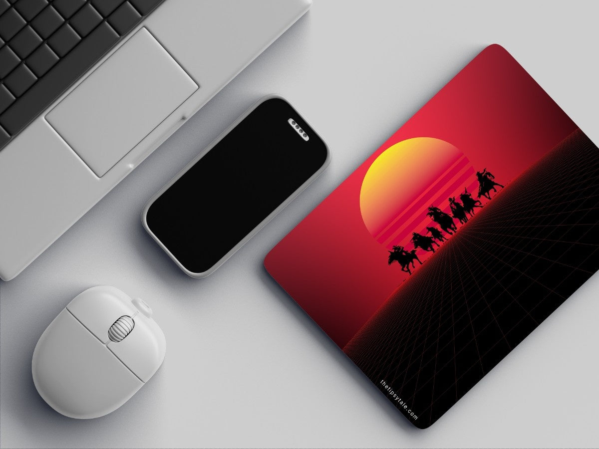"Red Dead Redemption Synthwave" Mousepad Enhance Your Workspace with Style