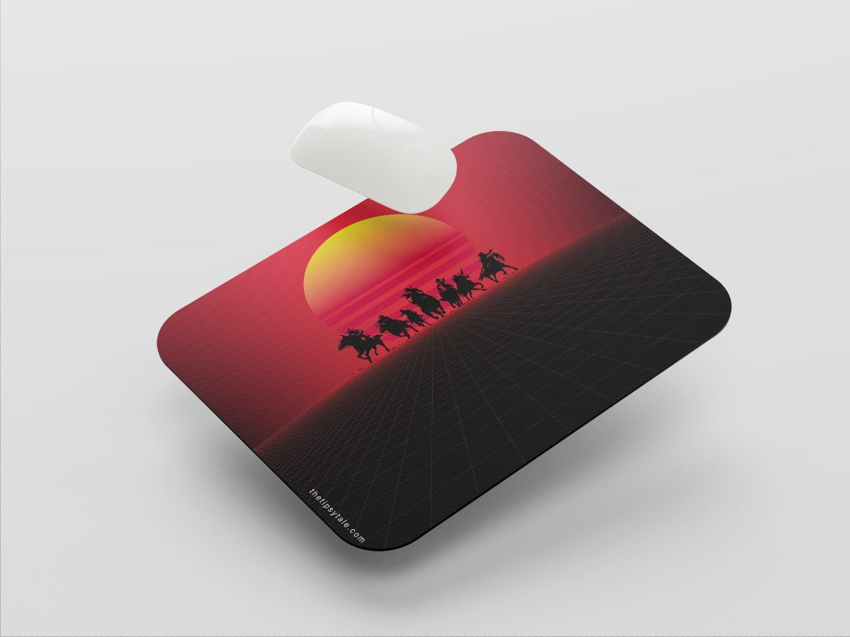 "Red Dead Redemption Synthwave" Mousepad Enhance Your Workspace with Style