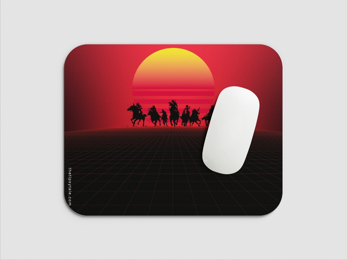 "Red Dead Redemption Synthwave" Mousepad Enhance Your Workspace with Style