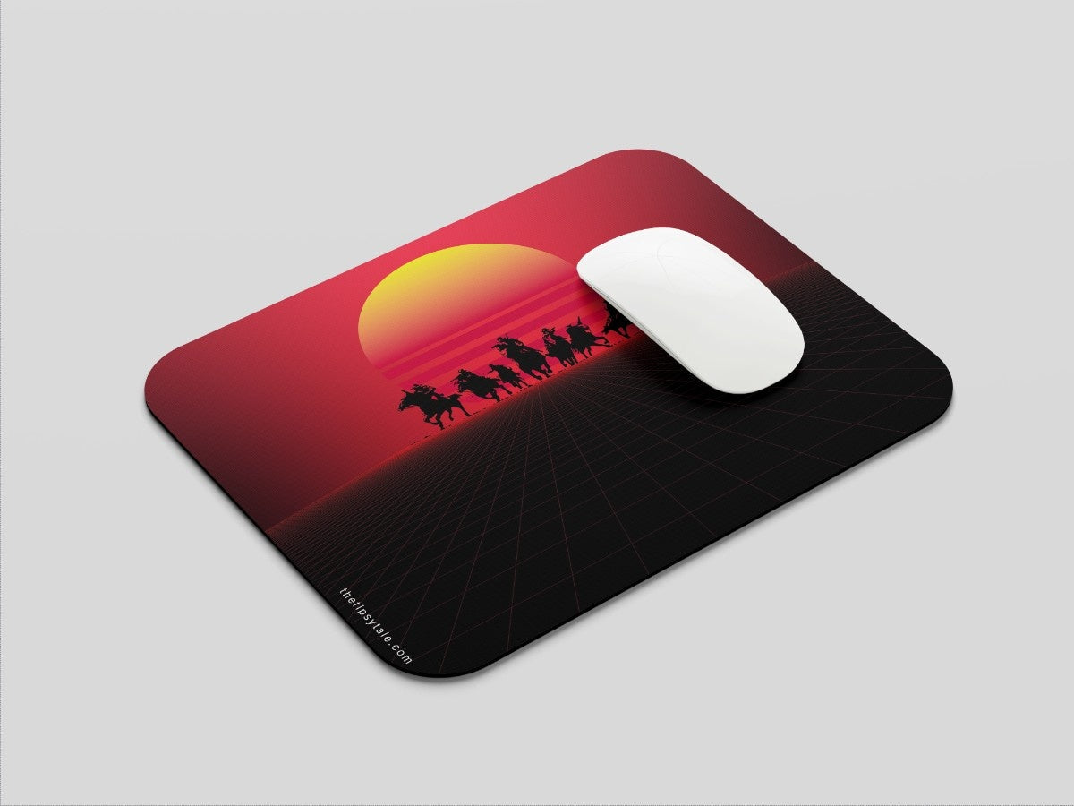 "Red Dead Redemption Synthwave" Mousepad Enhance Your Workspace with Style