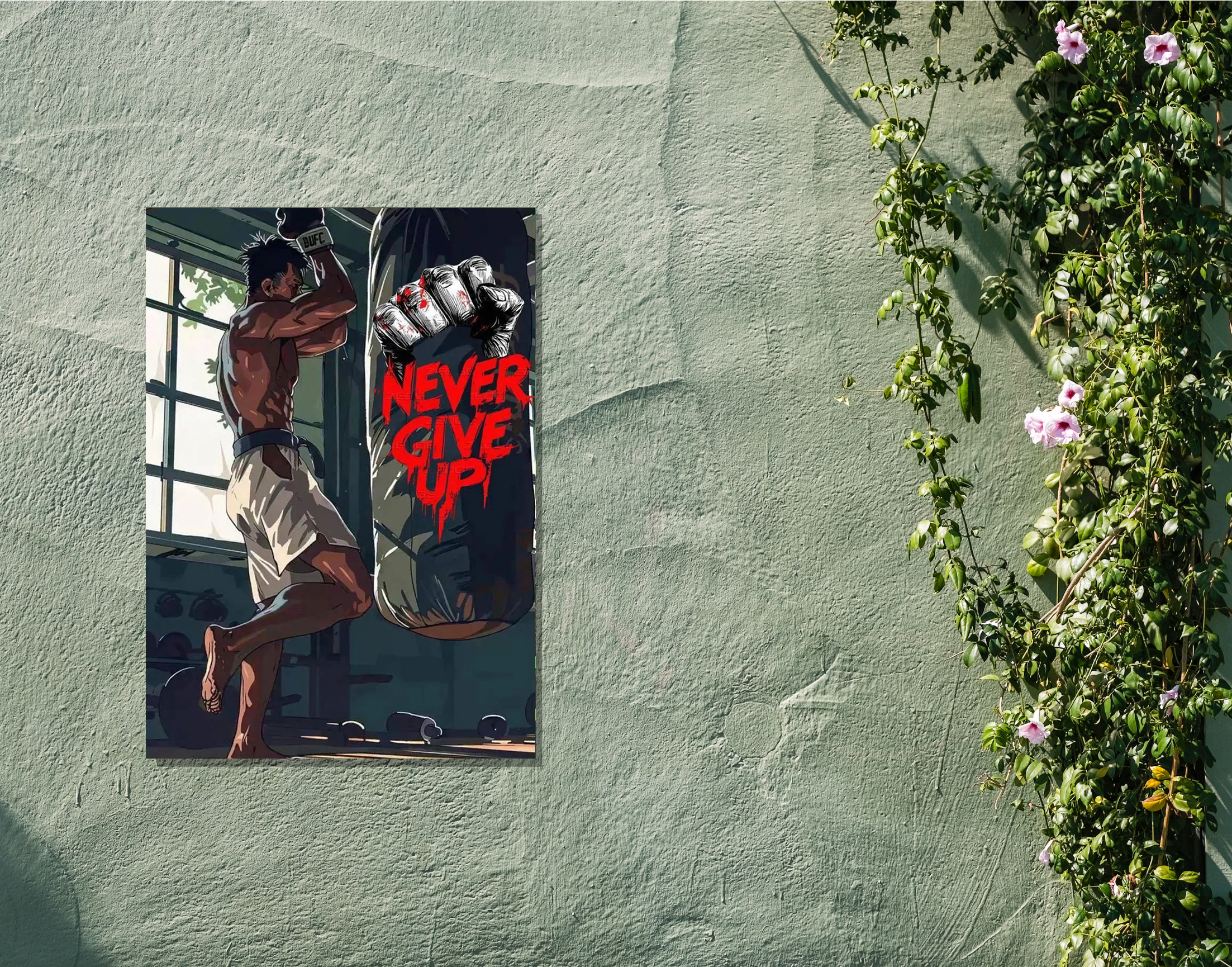 "Never Give Up"- Shiny & Sturdy Metallic Poster Art That Pops & Sticks