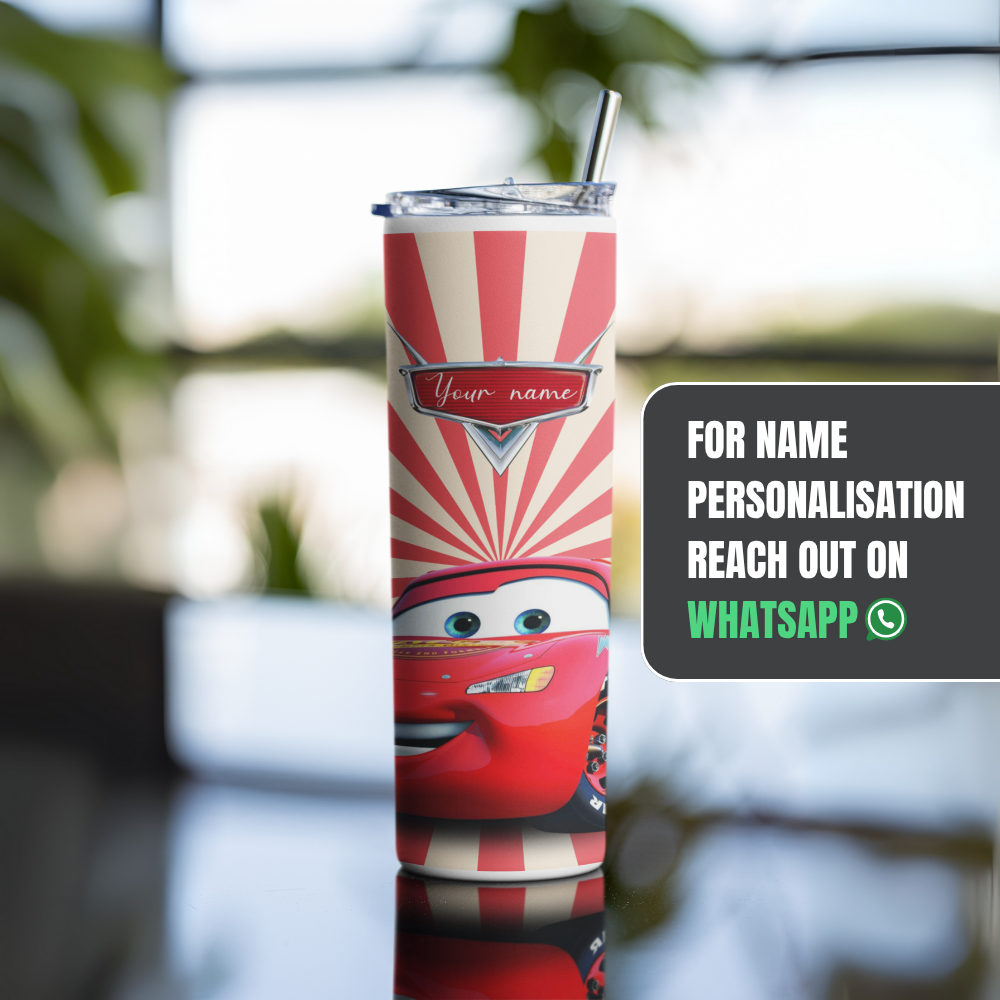 "Lightning Mcqueen- CAR's" Tumbler with Metal Straw