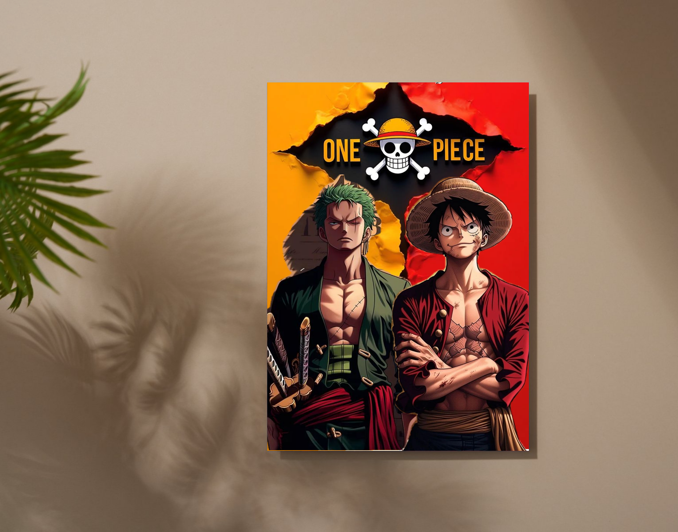 "One Piece: Monkey d luffy and Zoro"- Shiny & Sturdy Metallic Poster Art That Pops & Sticks
