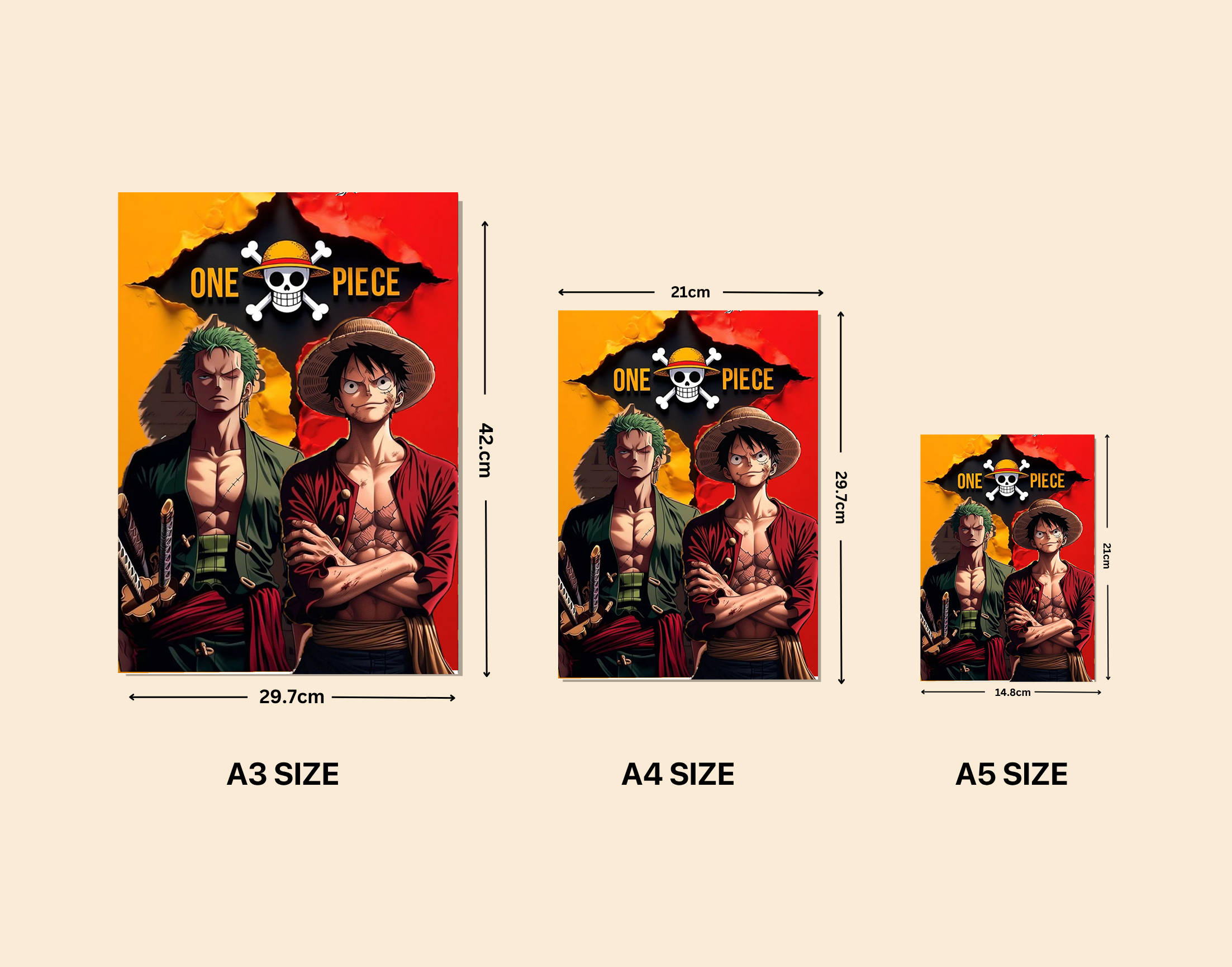 "One Piece: Monkey d luffy and Zoro"- Shiny & Sturdy Metallic Poster Art That Pops & Sticks