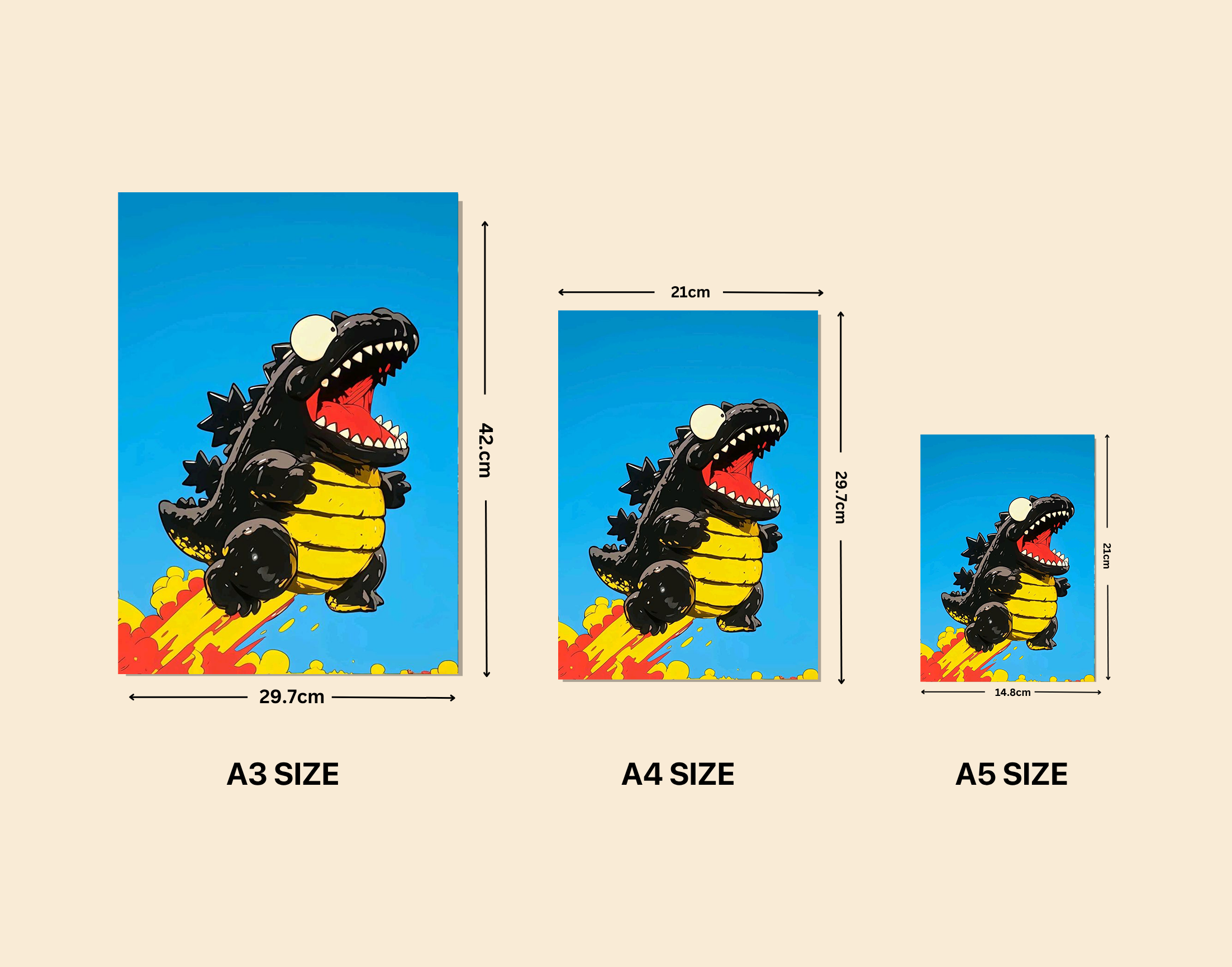 "Baby Dino in the Sky"- Shiny & Sturdy Metallic Poster Art That Pops & Sticks