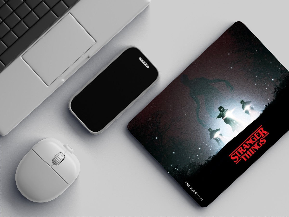 "DEMOGORGON VS HAWKINS BOYS - STRANGER THINGS" Mousepad Enhance Your Workspace with Style