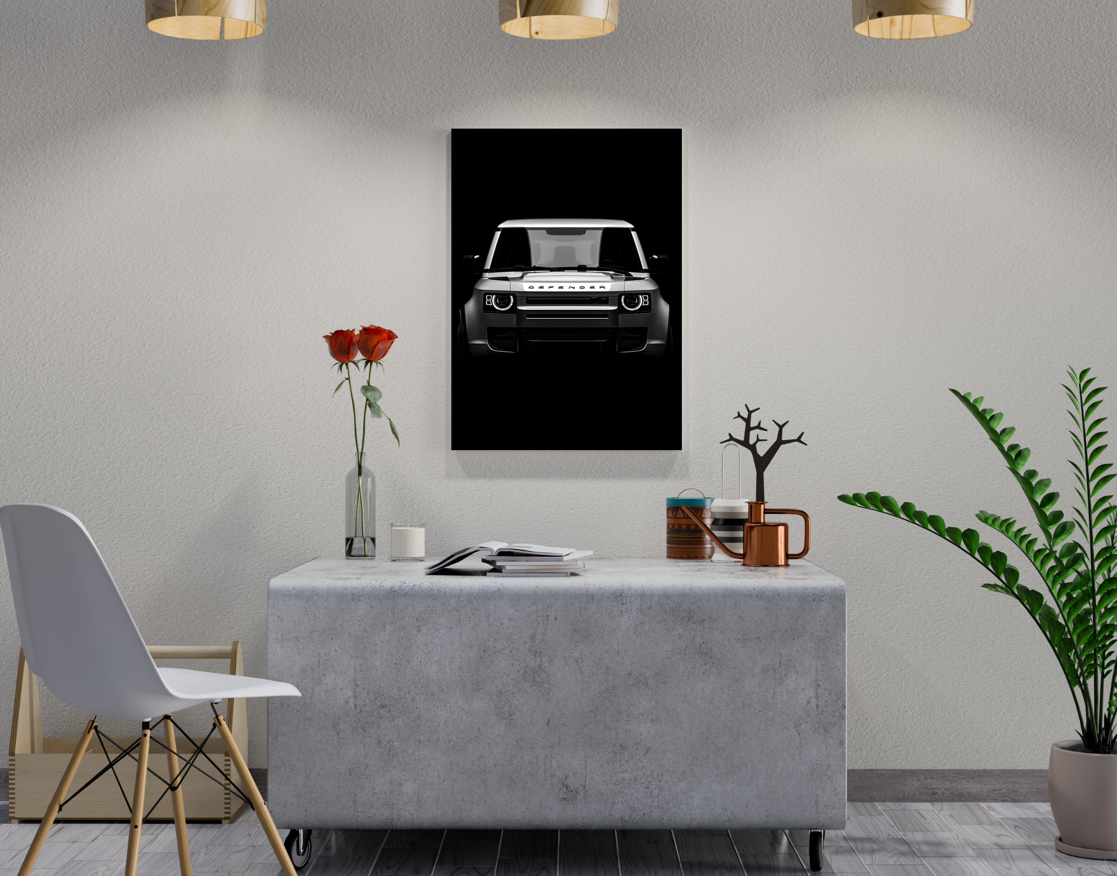 "Land Rover Defender- Black"- Shiny & Sturdy Metallic Poster Art That Pops & Sticks