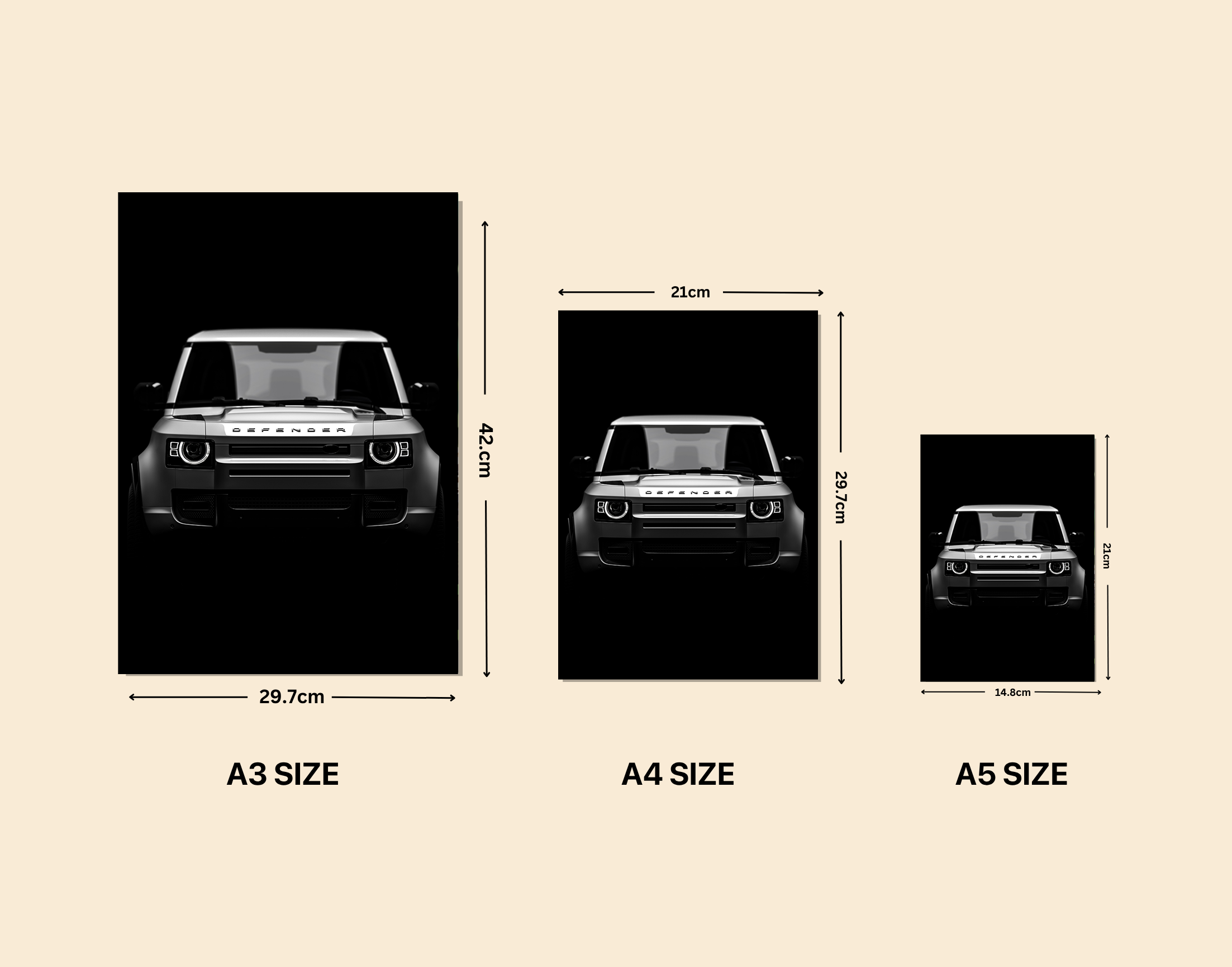 "Land Rover Defender- Black"- Shiny & Sturdy Metallic Poster Art That Pops & Sticks
