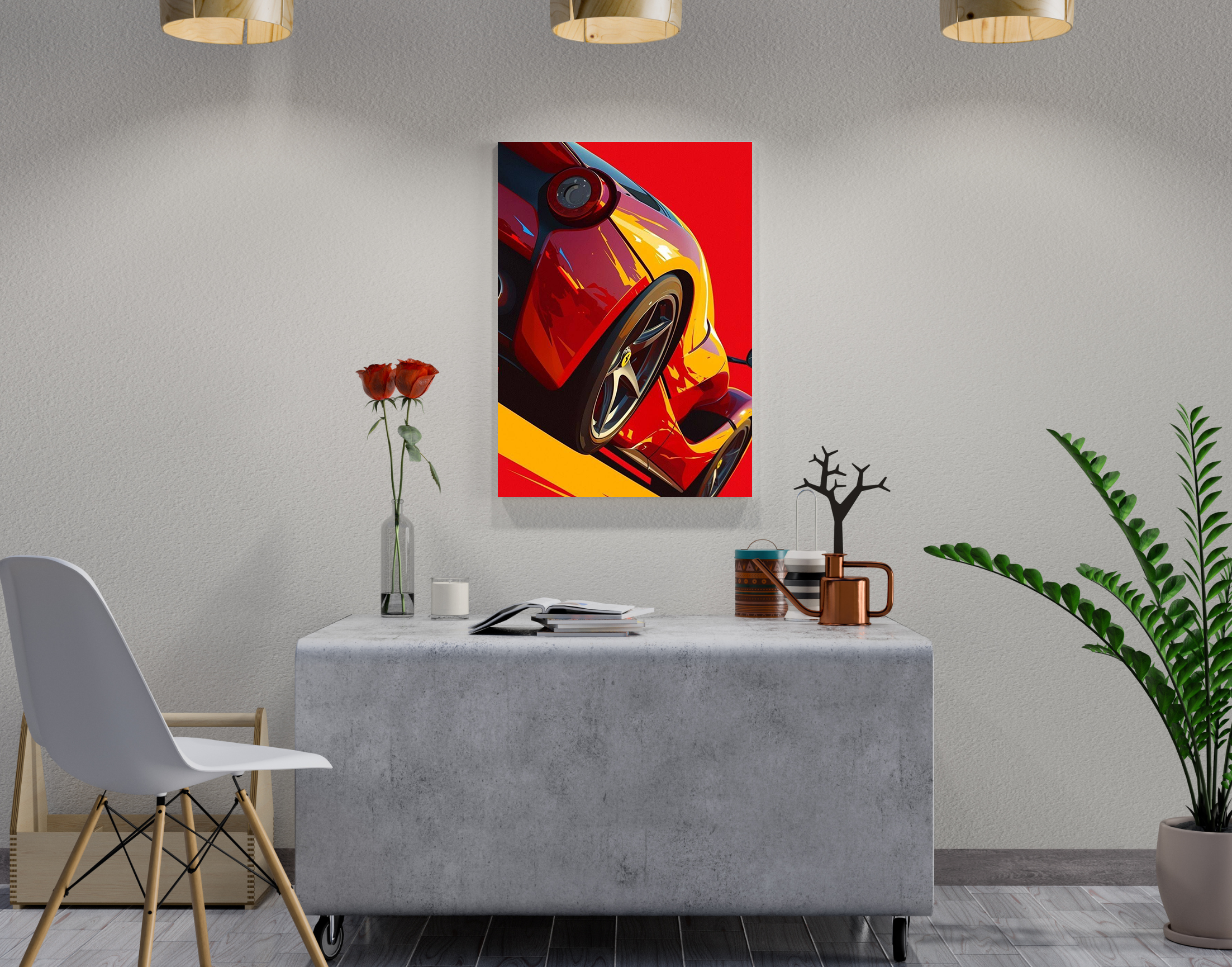 "Speed Car on Track"- Shiny & Sturdy Metallic Poster Art That Pops & Sticks