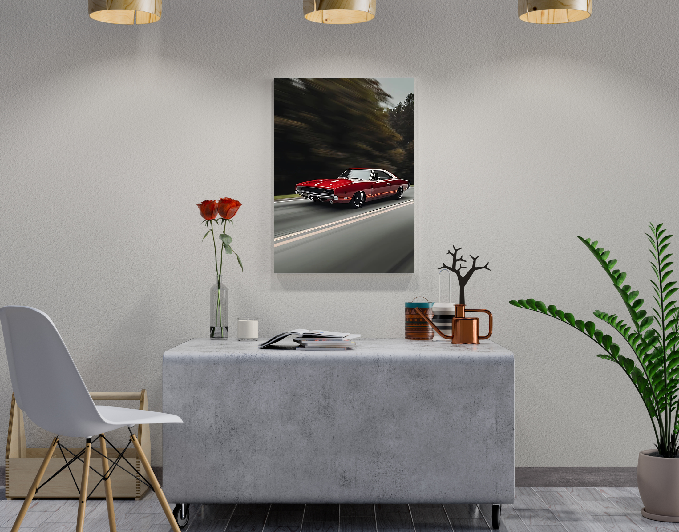 "Classic Mustang- Day Drive"- Shiny & Sturdy Metallic Poster Art That Pops & Sticks