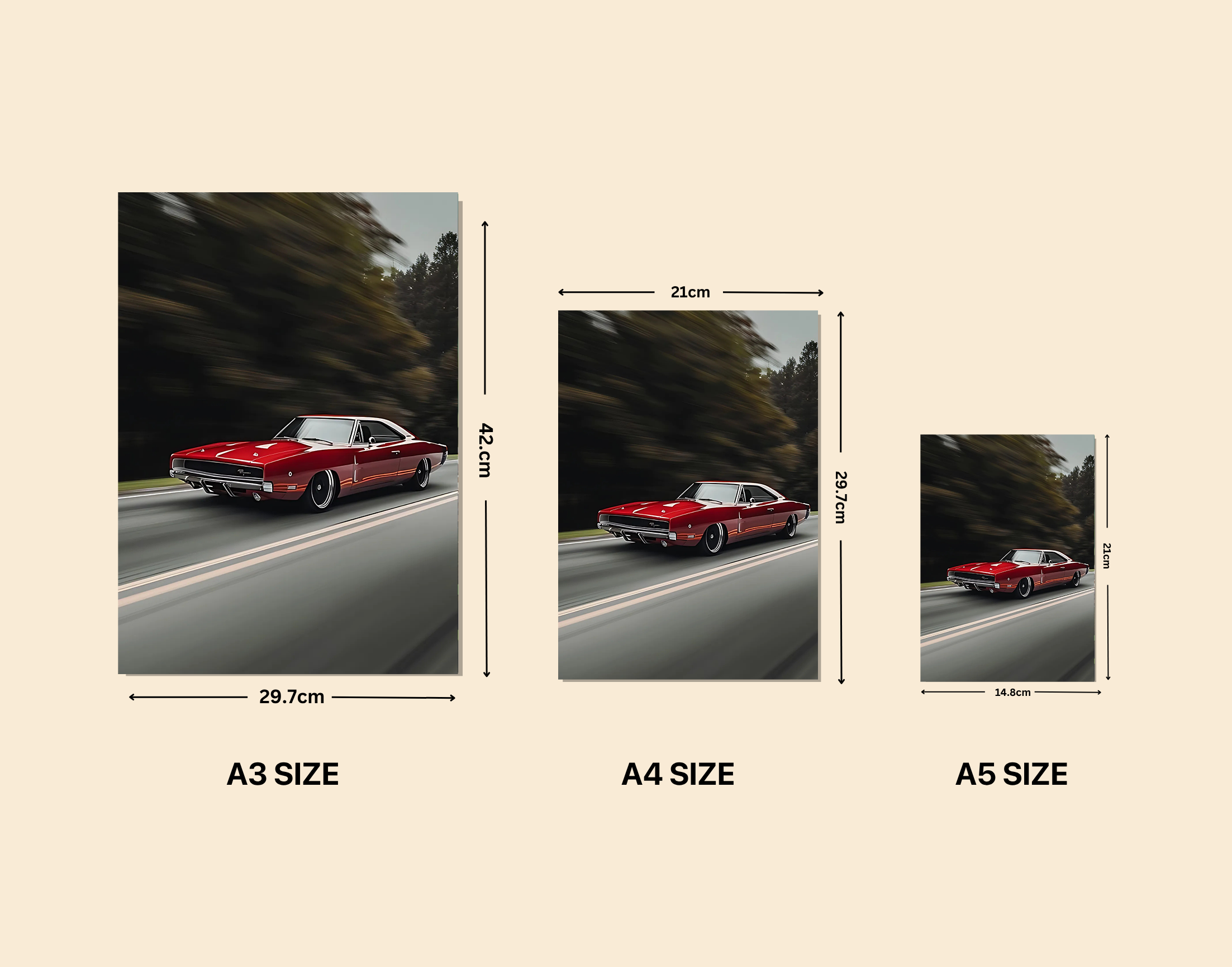 "Classic Mustang- Day Drive"- Shiny & Sturdy Metallic Poster Art That Pops & Sticks