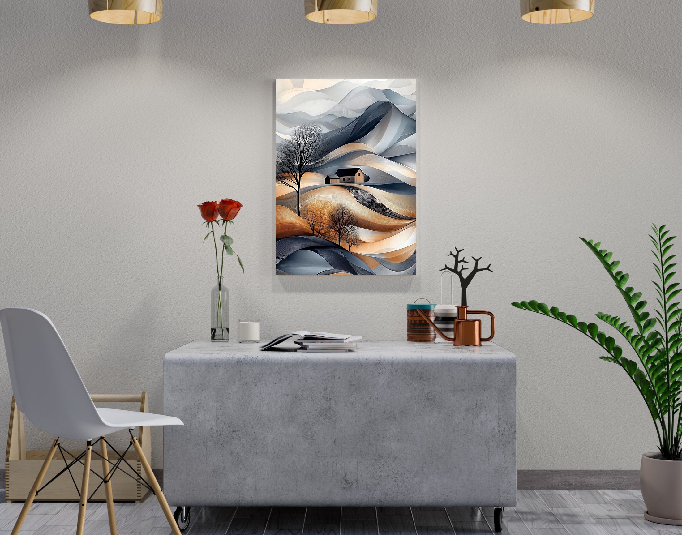 "Abstract Home Desert View"- Shiny & Sturdy Metallic Poster Art That Pops & Sticks