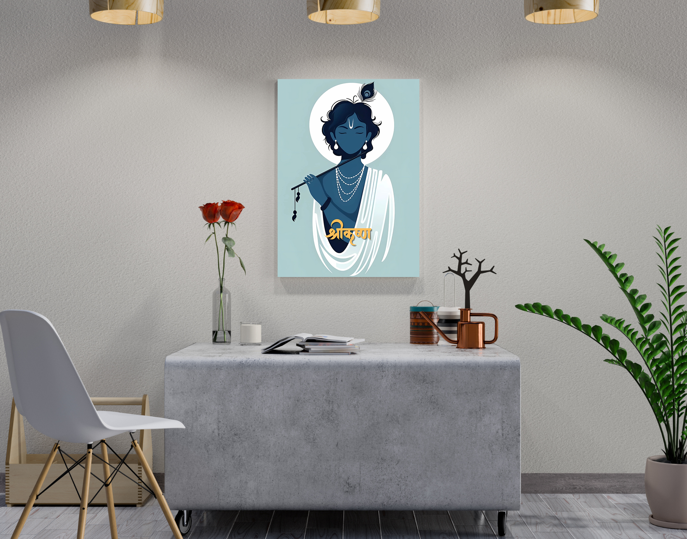 "Melodious Flute of Lord Krishna"- Shiny & Sturdy Metallic Poster Art That Pops & Sticks