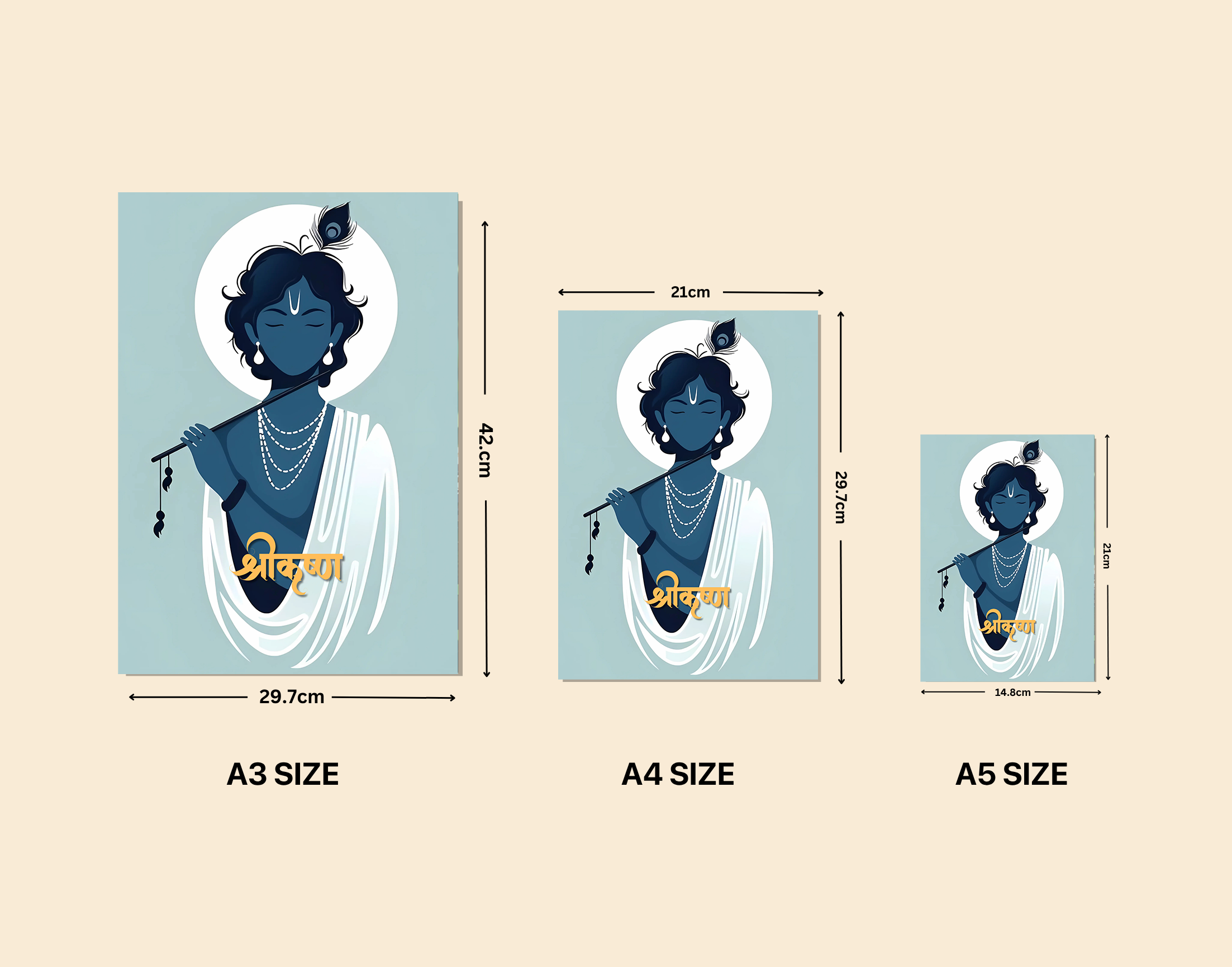 "Melodious Flute of Lord Krishna"- Shiny & Sturdy Metallic Poster Art That Pops & Sticks
