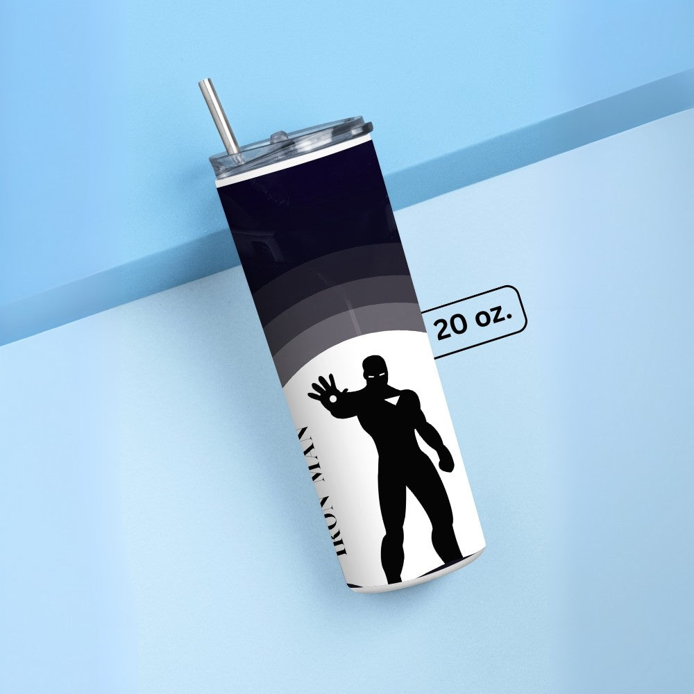 "Iron Man Silhouette" Tumbler with Metal Straw