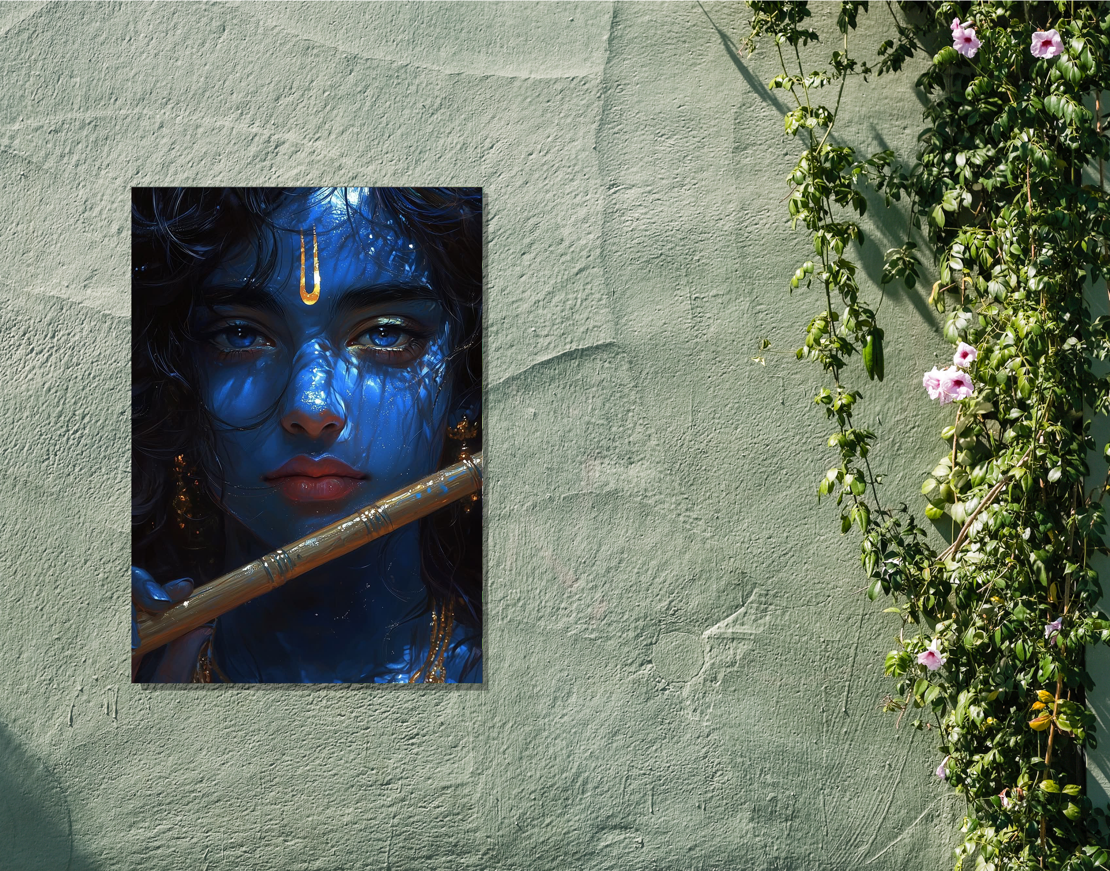 "Lord Krishna"- Shiny & Sturdy Metallic Poster Art That Pops & Sticks