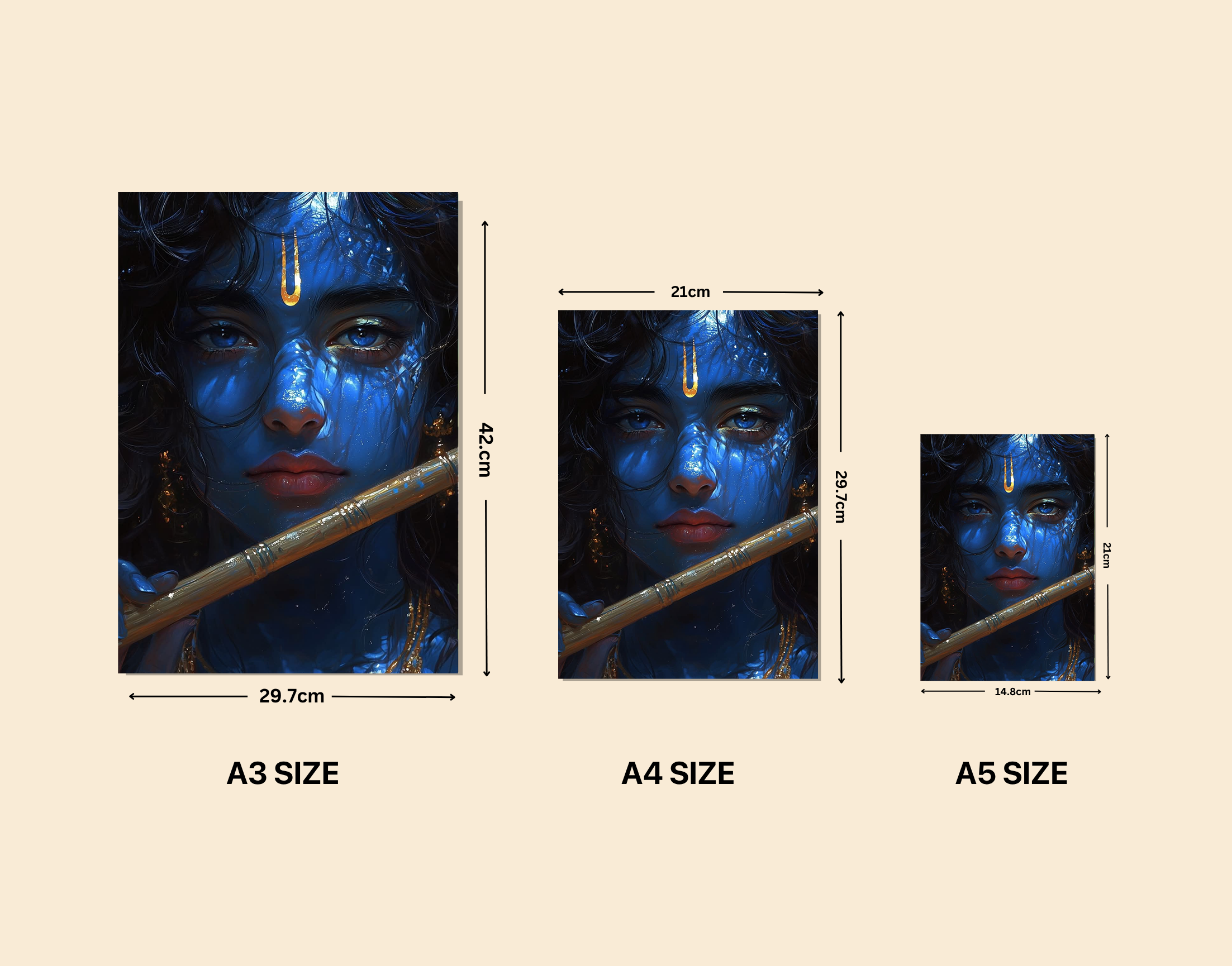 "Lord Krishna"- Shiny & Sturdy Metallic Poster Art That Pops & Sticks