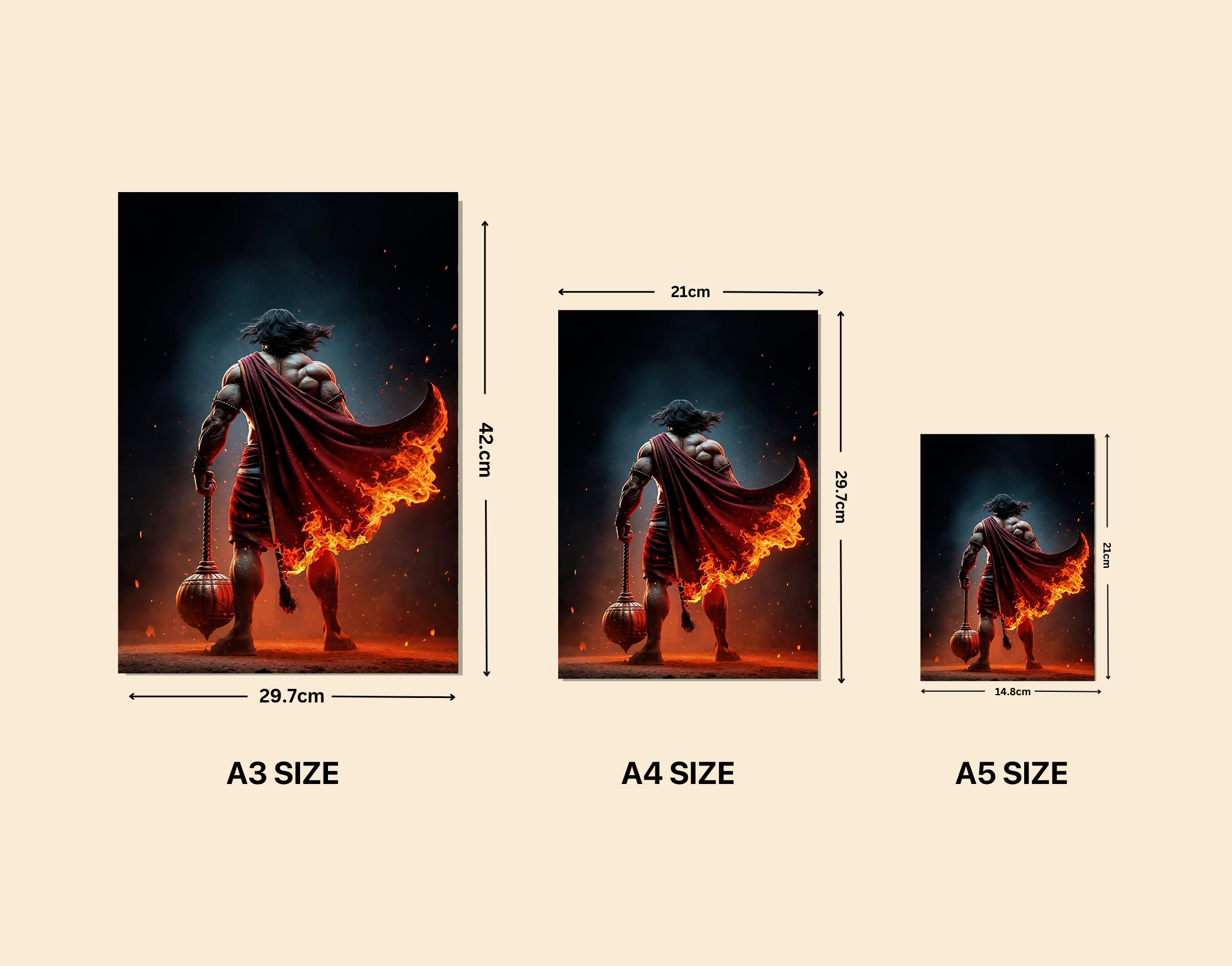 "Hanuman Power- Shiny & Sturdy Metallic Poster Art That Pops & Sticks
