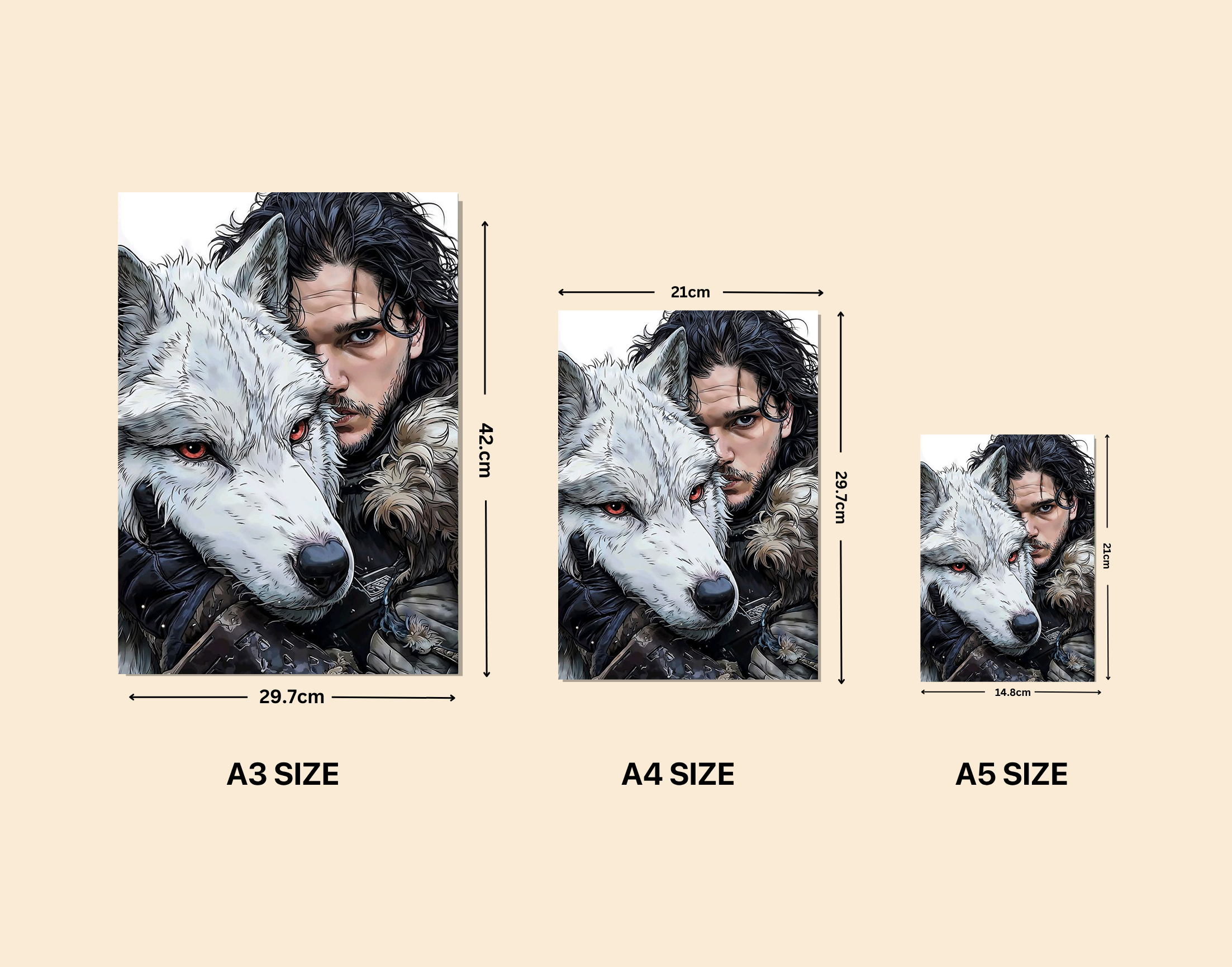"GOT- Jhon Snow"- Shiny & Sturdy Metallic Poster Art That Pops & Sticks