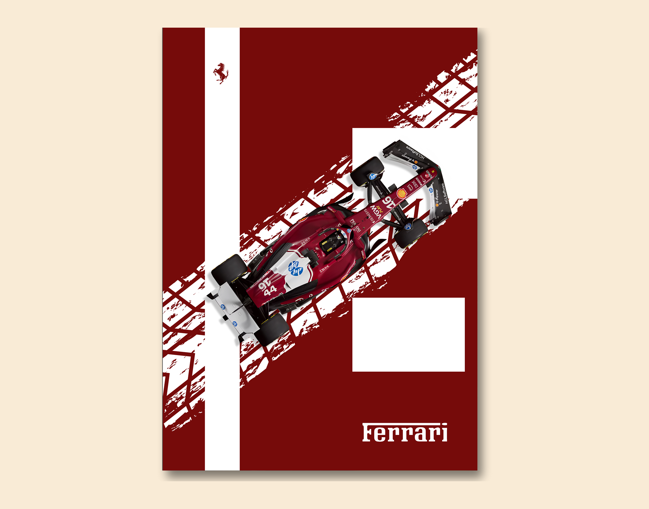"RACING RED #SCUDERIA FERRARI"- Shiny & Sturdy Metallic Poster Art That Pops & Sticks