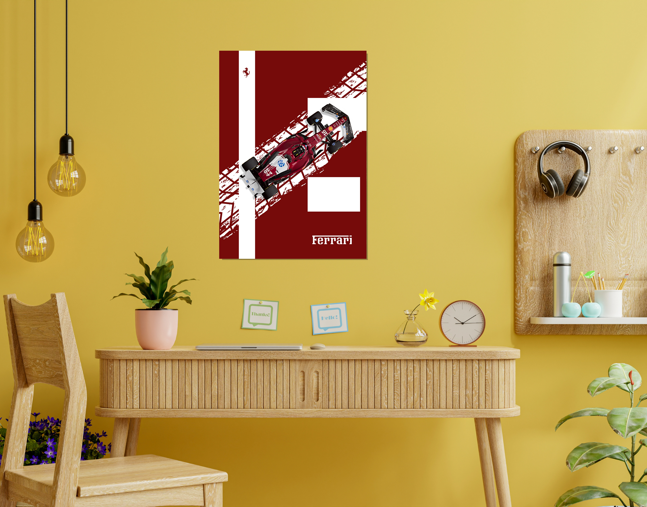 "RACING RED #SCUDERIA FERRARI"- Shiny & Sturdy Metallic Poster Art That Pops & Sticks