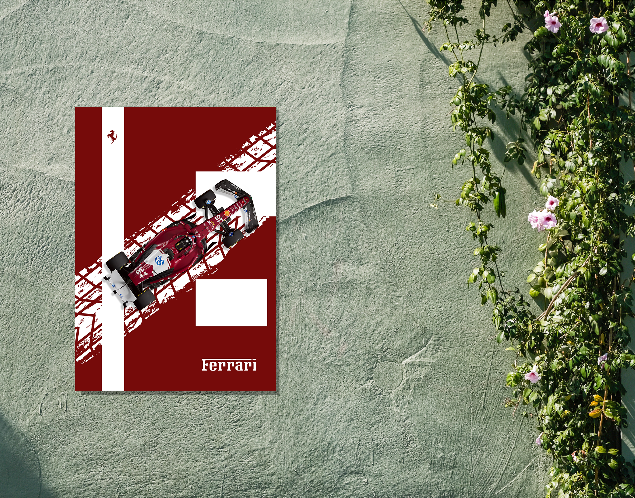 "RACING RED #SCUDERIA FERRARI"- Shiny & Sturdy Metallic Poster Art That Pops & Sticks