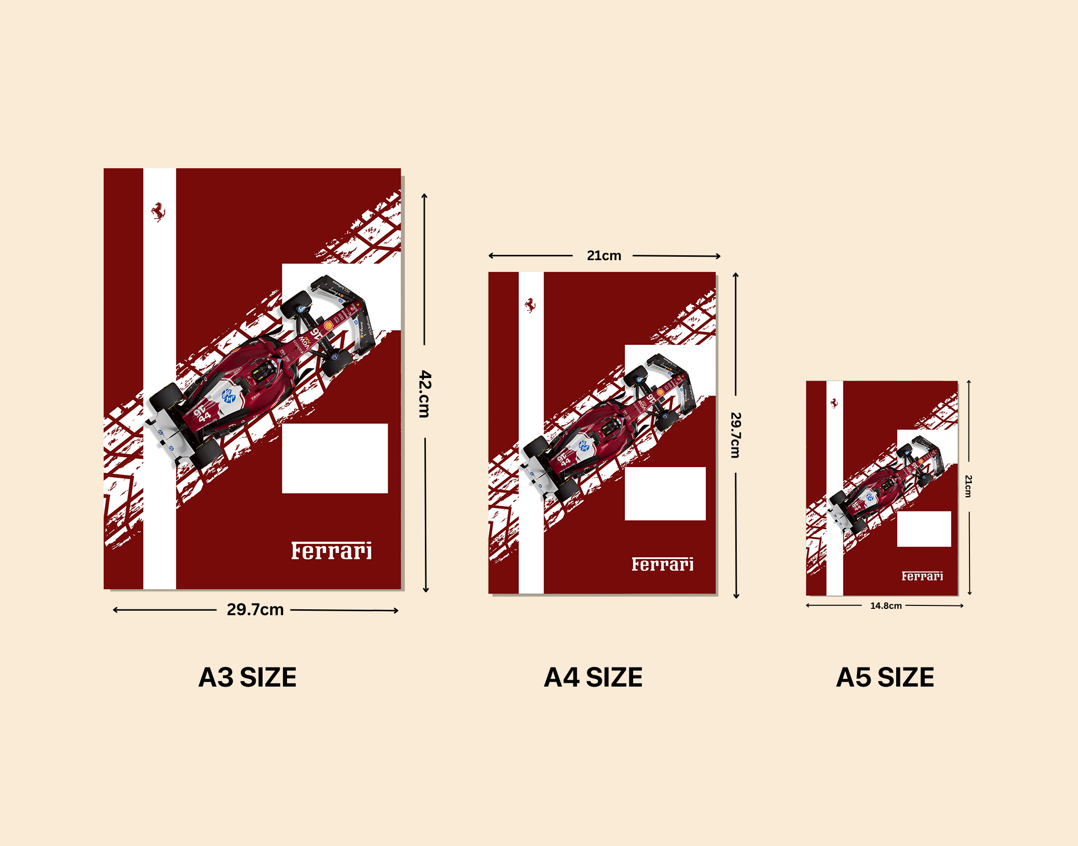 "RACING RED #SCUDERIA FERRARI"- Shiny & Sturdy Metallic Poster Art That Pops & Sticks