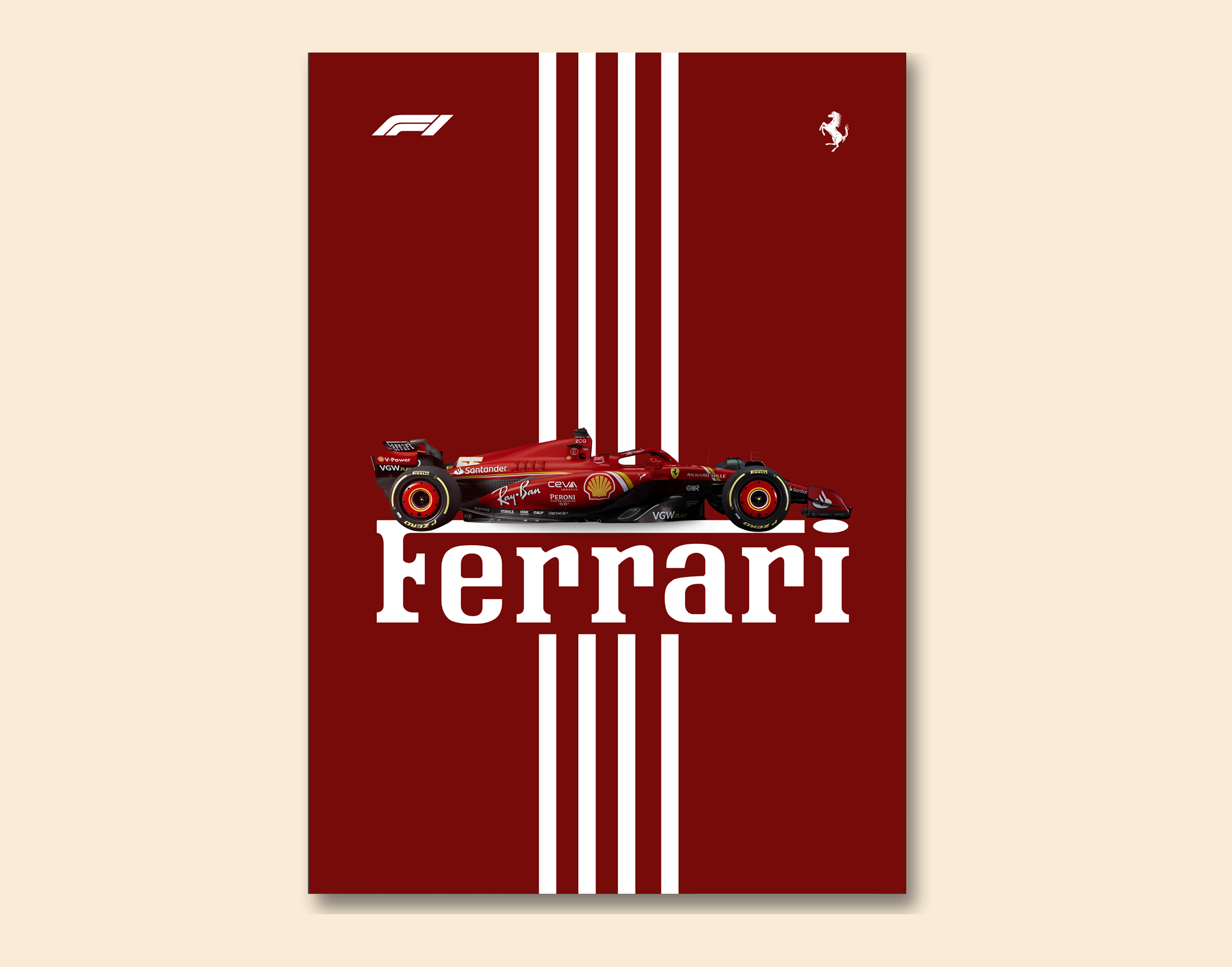 "ROSSO CORSA #SCUDERIA FERRARI"- Shiny & Sturdy Metallic Poster Art That Pops & Sticks