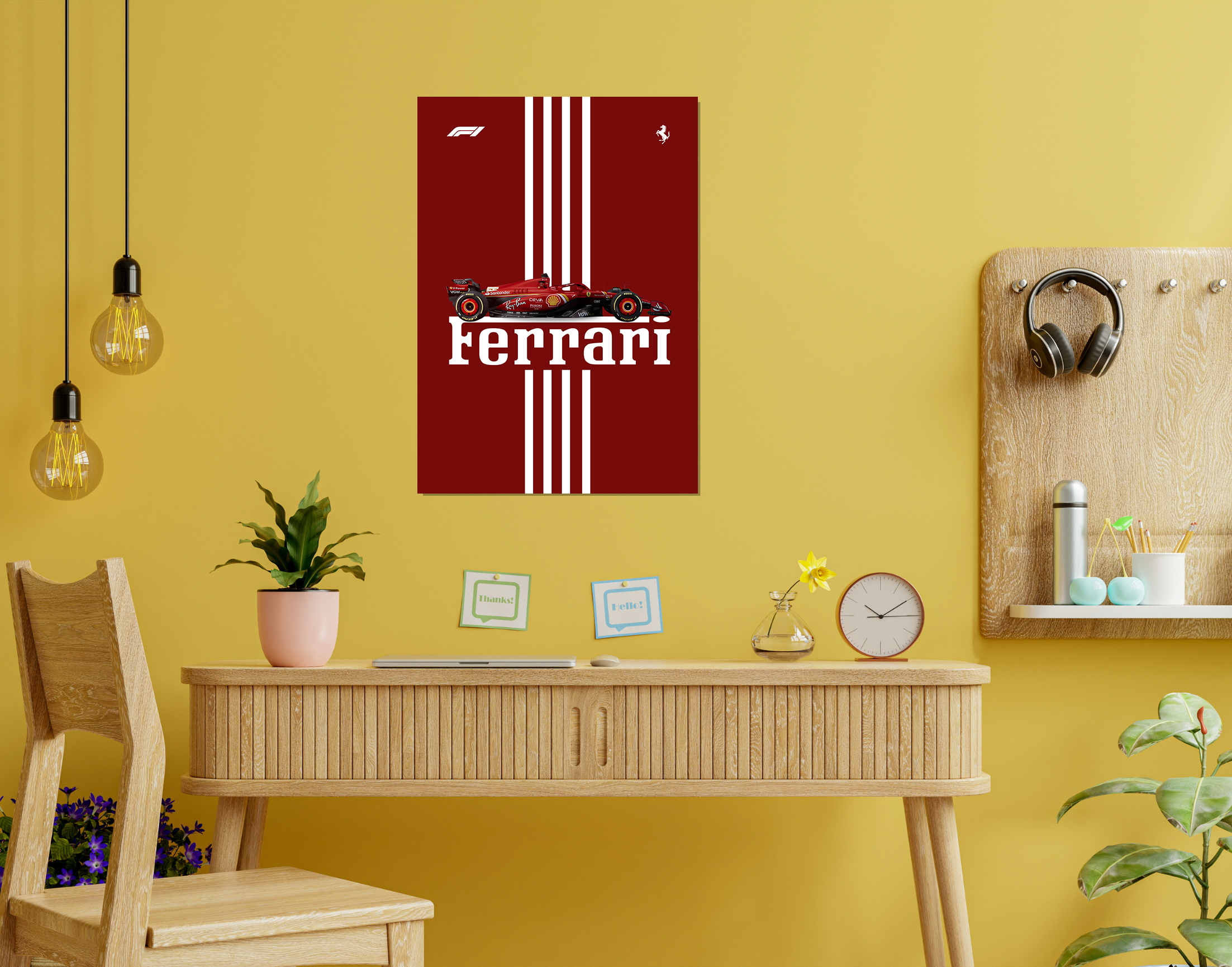 "ROSSO CORSA #SCUDERIA FERRARI"- Shiny & Sturdy Metallic Poster Art That Pops & Sticks