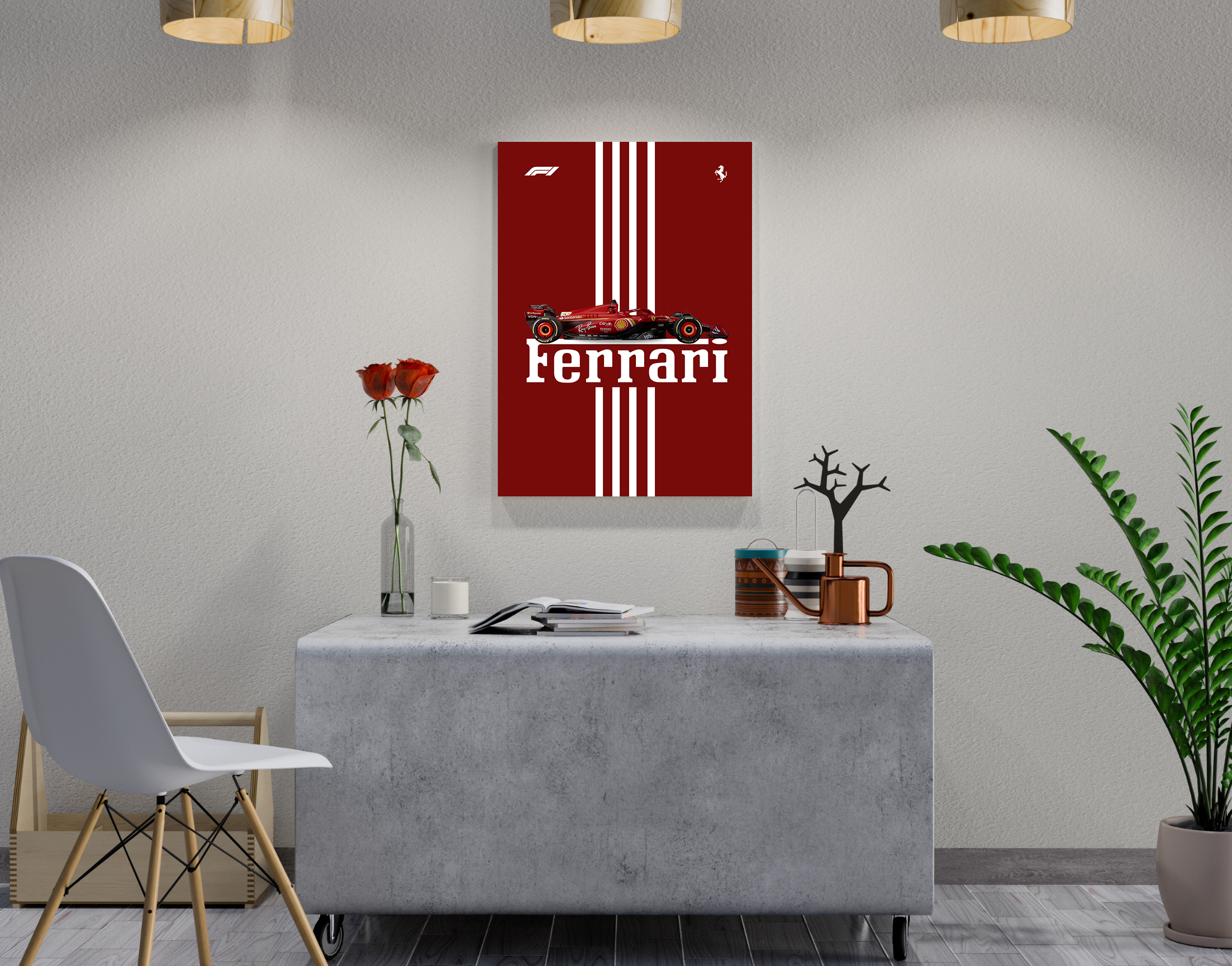 "ROSSO CORSA #SCUDERIA FERRARI"- Shiny & Sturdy Metallic Poster Art That Pops & Sticks