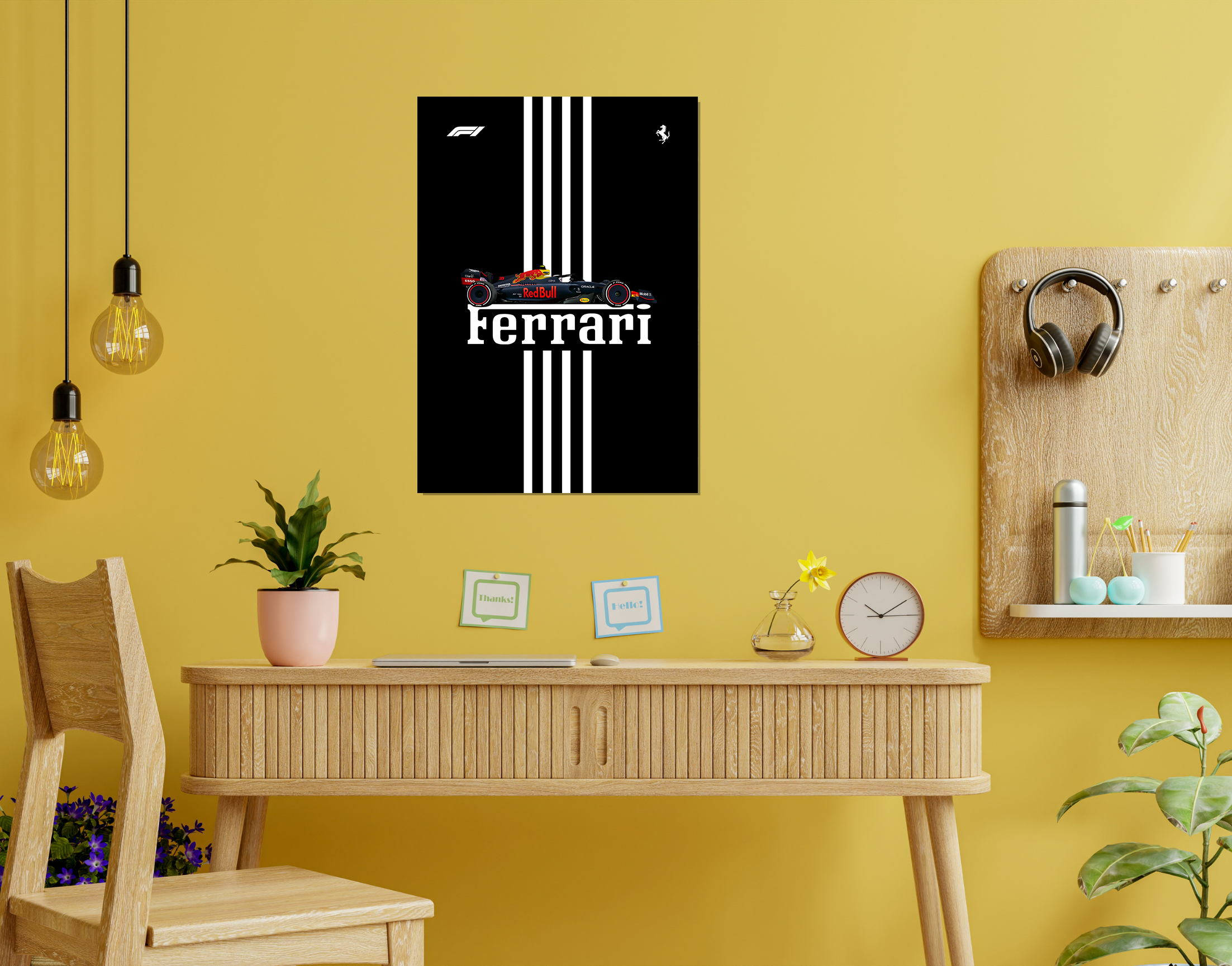 "SCUDERIA FERRARI"- Shiny & Sturdy Metallic Poster Art That Pops & Sticks