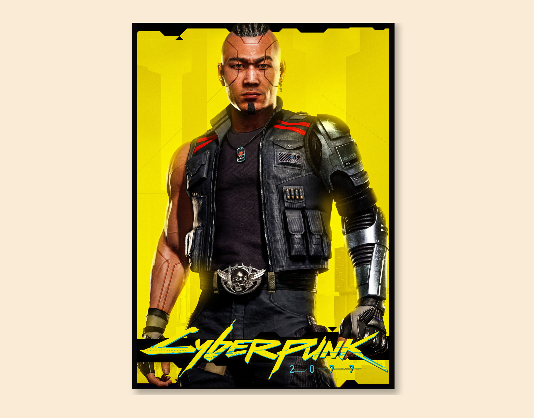 "CYBERPUNK GAMING: KERRY EURODYNE"- Shiny & Sturdy Metallic Poster Art That Pops & Sticks (Literally!)