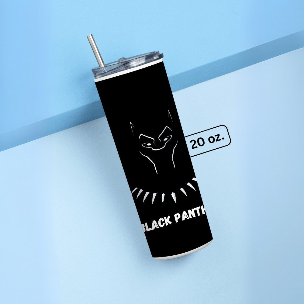 "Black Panther" Tumbler with Metal Straw