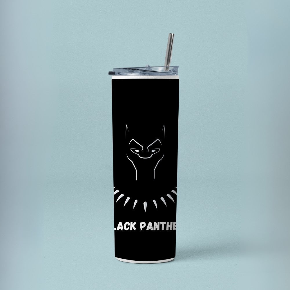 "Black Panther" Tumbler with Metal Straw