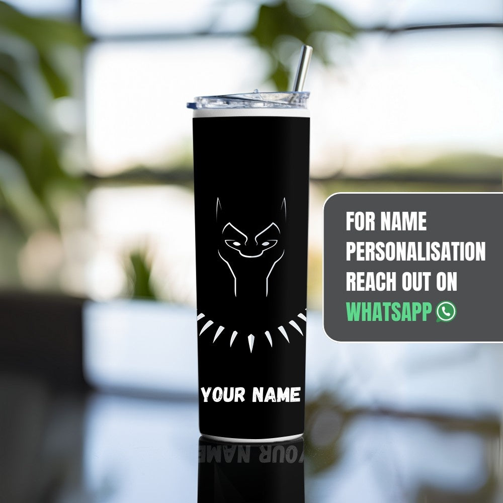 "Black Panther" Tumbler with Metal Straw