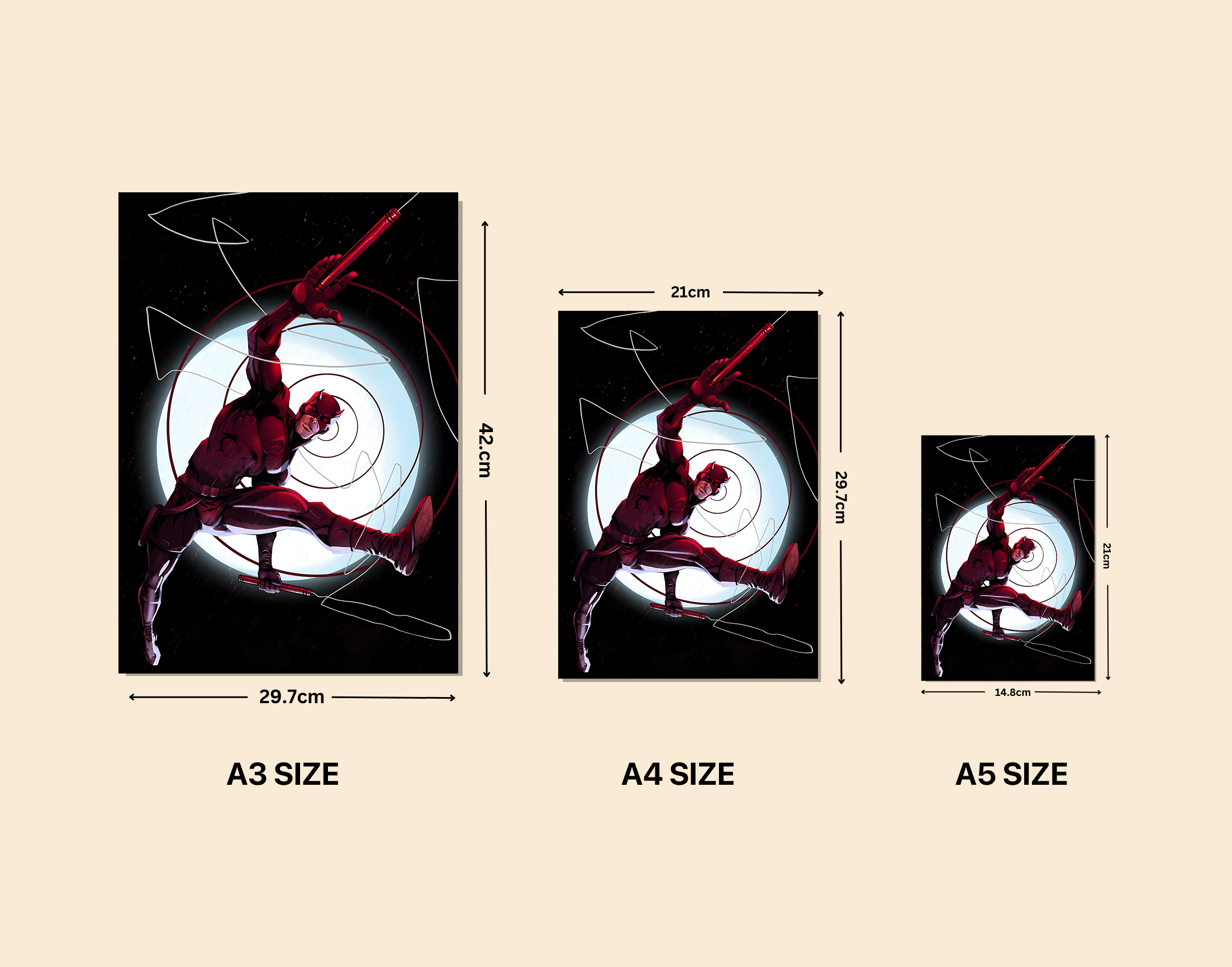 "DAREDEVIL #DD"- Shiny & Sturdy Metallic Poster Art That Pops & Sticks