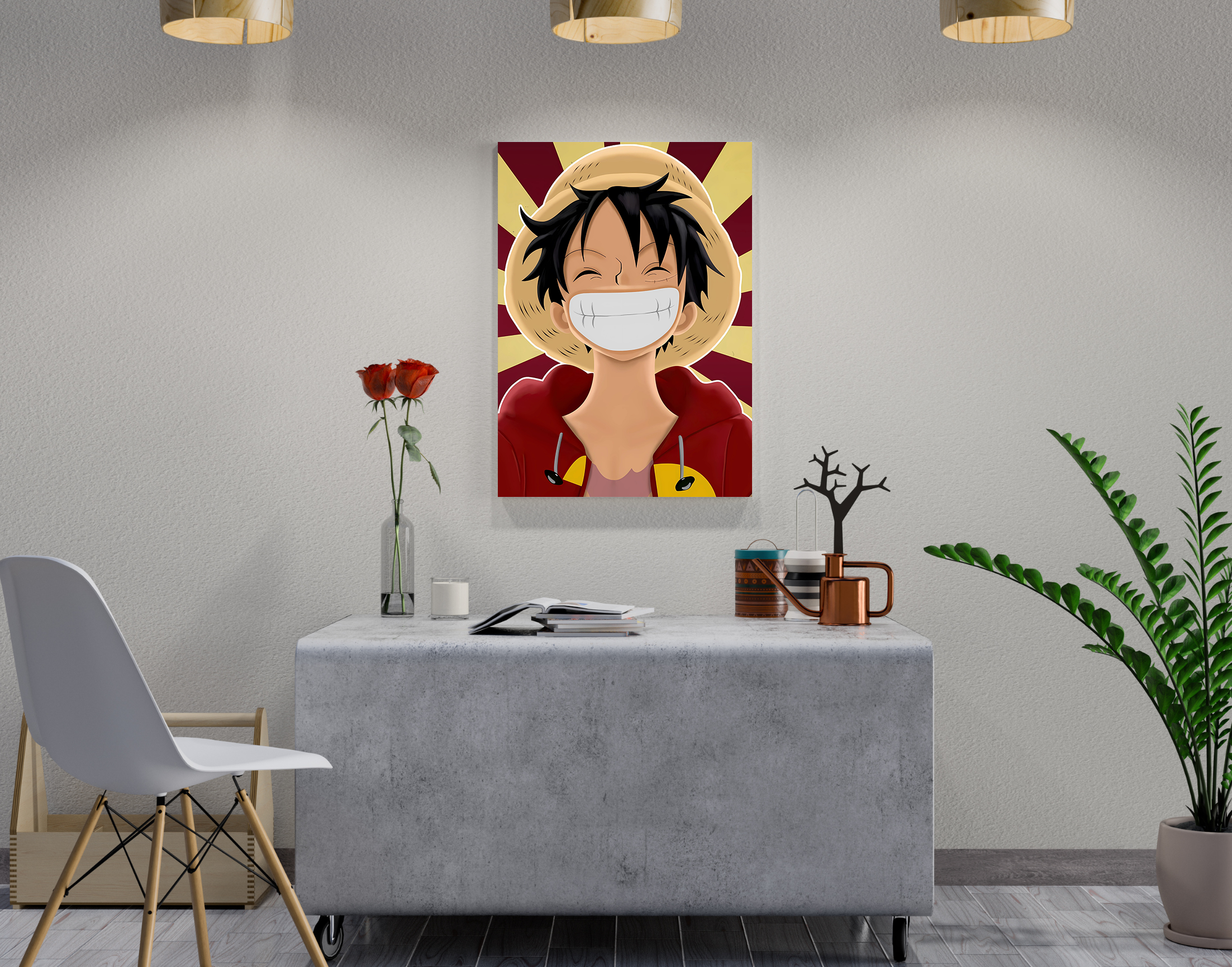 "VIBRANT MONKEY D LUFFY"- Shiny & Sturdy Metallic Poster Art That Pops & Sticks