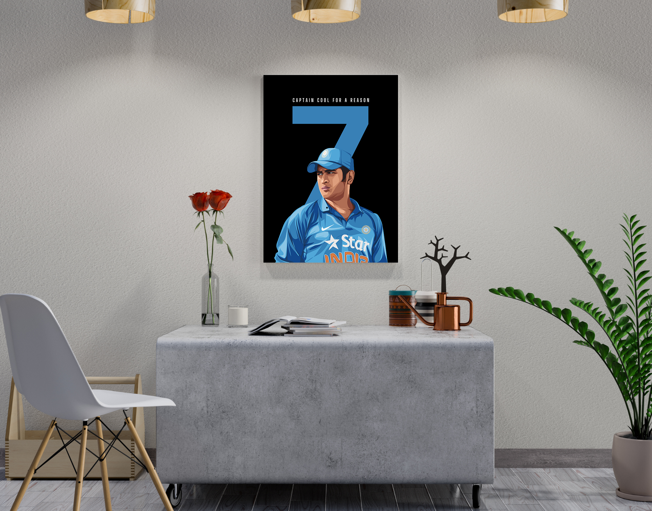 "Dhoni The Legend: #7"- Shiny & Sturdy Metallic Poster Art That Pops & Sticks