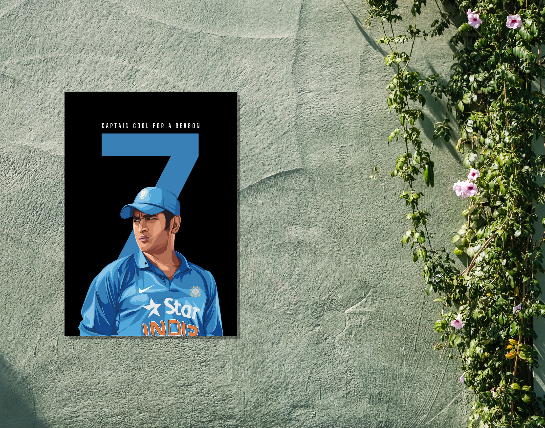 "Dhoni The Legend: #7"- Shiny & Sturdy Metallic Poster Art That Pops & Sticks