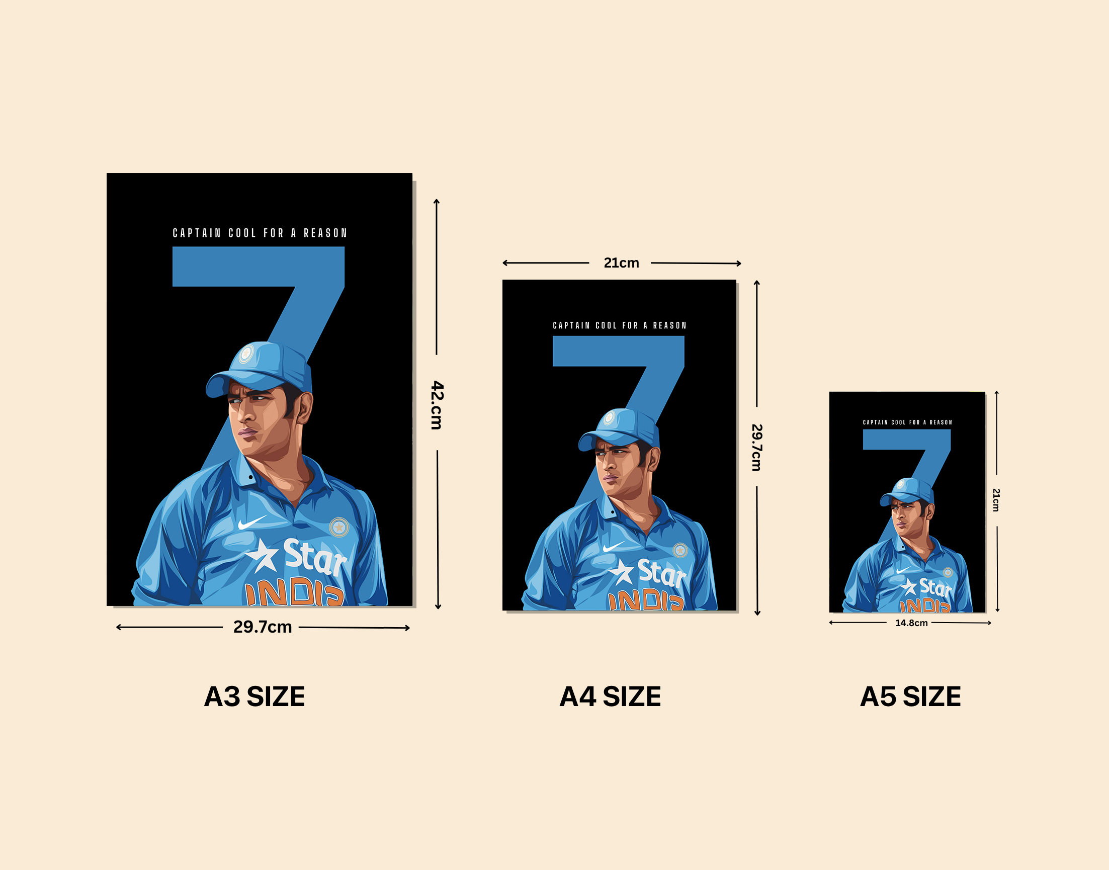 "Dhoni The Legend: #7"- Shiny & Sturdy Metallic Poster Art That Pops & Sticks
