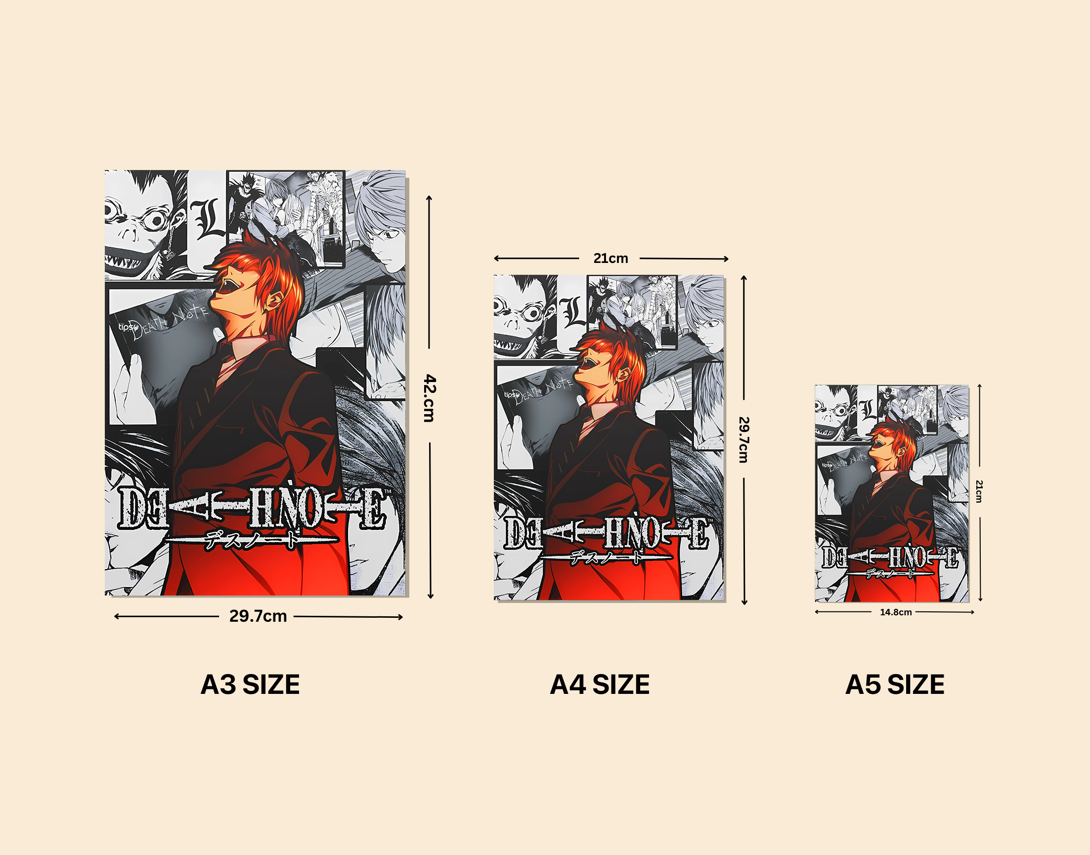 "LIGHT YAGAMI #DEAT NOTE"- Shiny & Sturdy Metallic Poster Art That Pops & Sticks