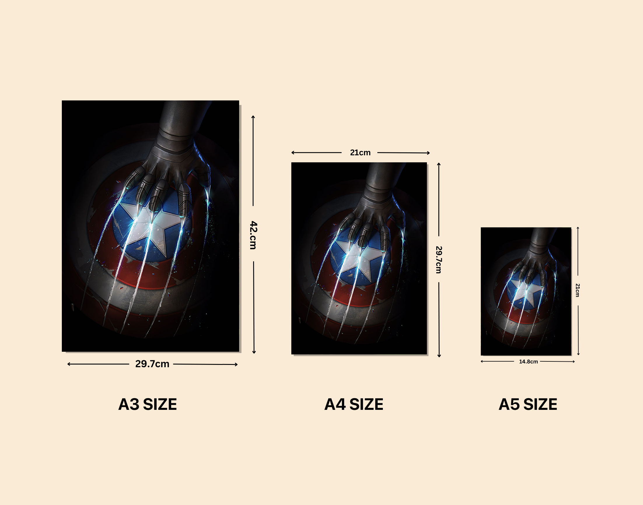 "CAP VS BLACK PANTHER"- Shiny & Sturdy Metallic Poster Art That Pops & Sticks