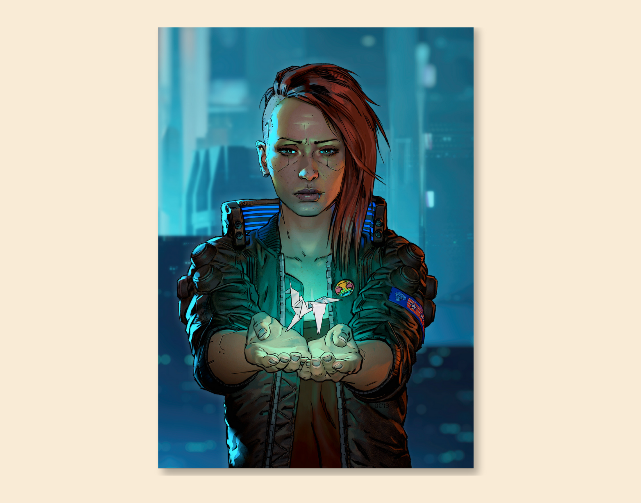 "CYBERPUNK GAMING: JUDY ALVAREZ"- Shiny & Sturdy Metallic Poster Art That Pops & Sticks (Literally!)