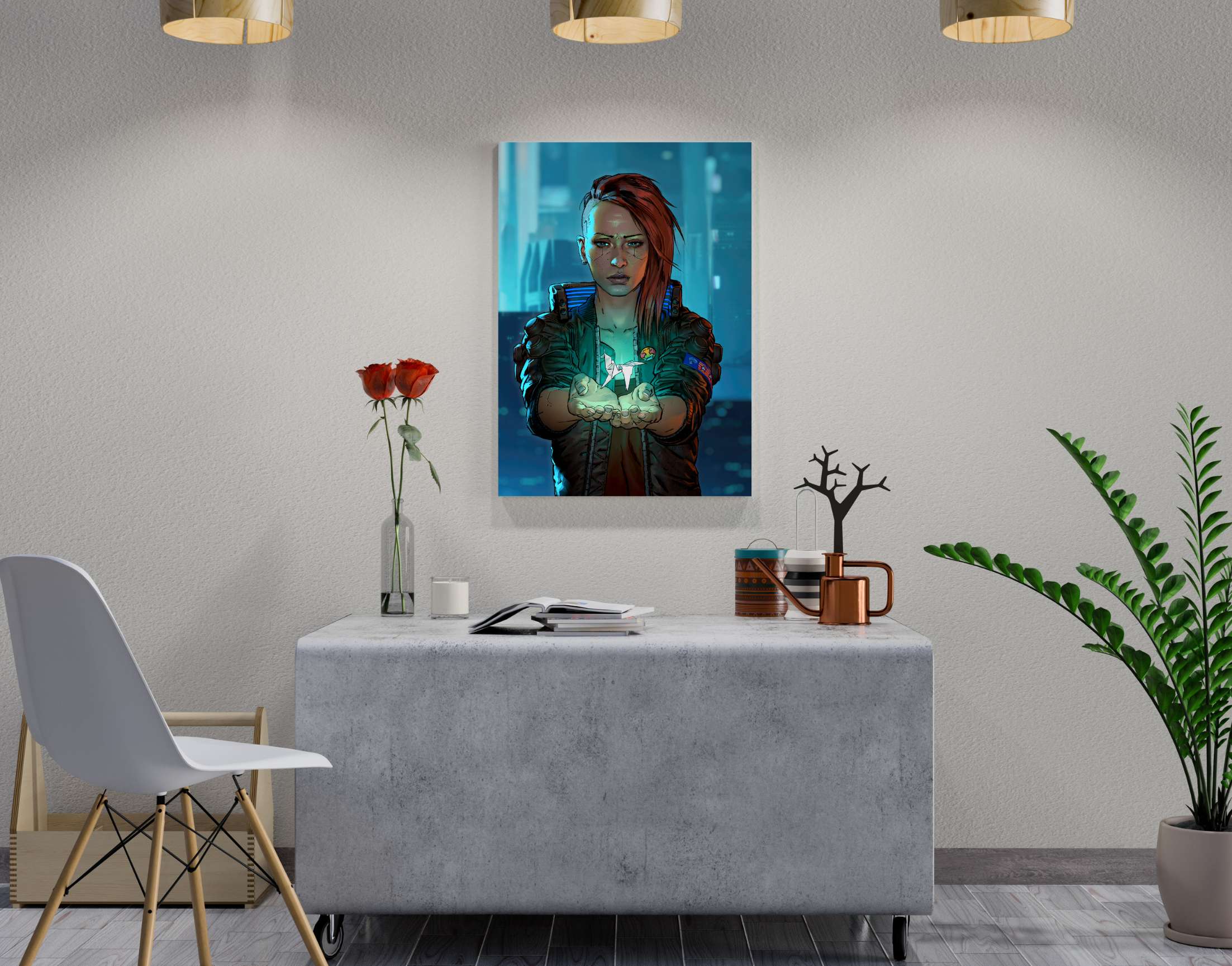 "CYBERPUNK GAMING: JUDY ALVAREZ"- Shiny & Sturdy Metallic Poster Art That Pops & Sticks (Literally!)